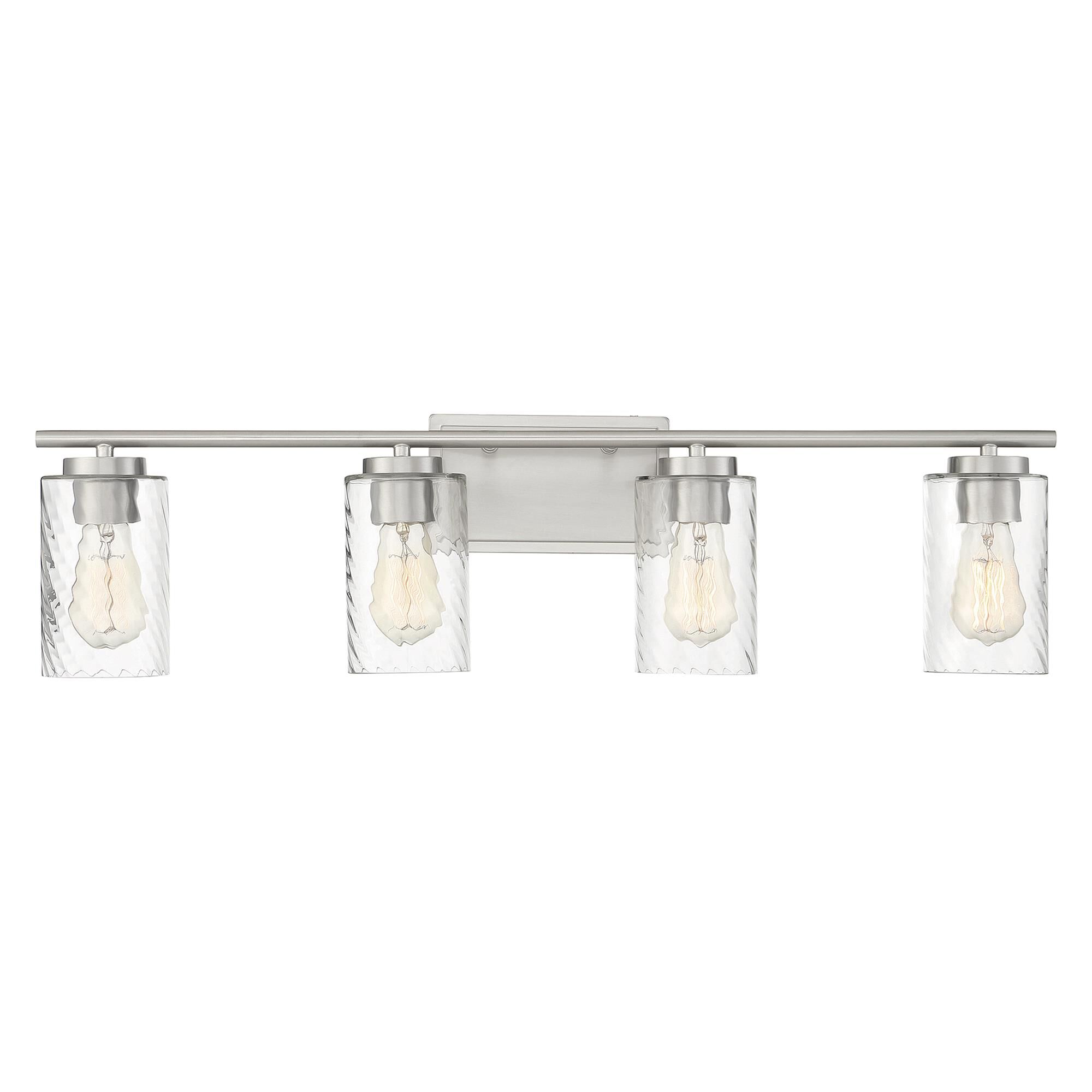 Shown in Brushed Nickel finish and Clear Swirl glass