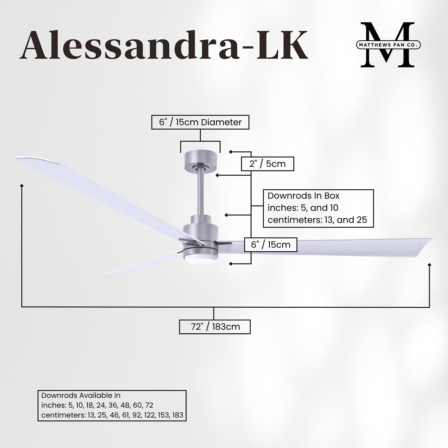 Alessandra 72 Inch Ceiling Fan by Matthews Fan Company