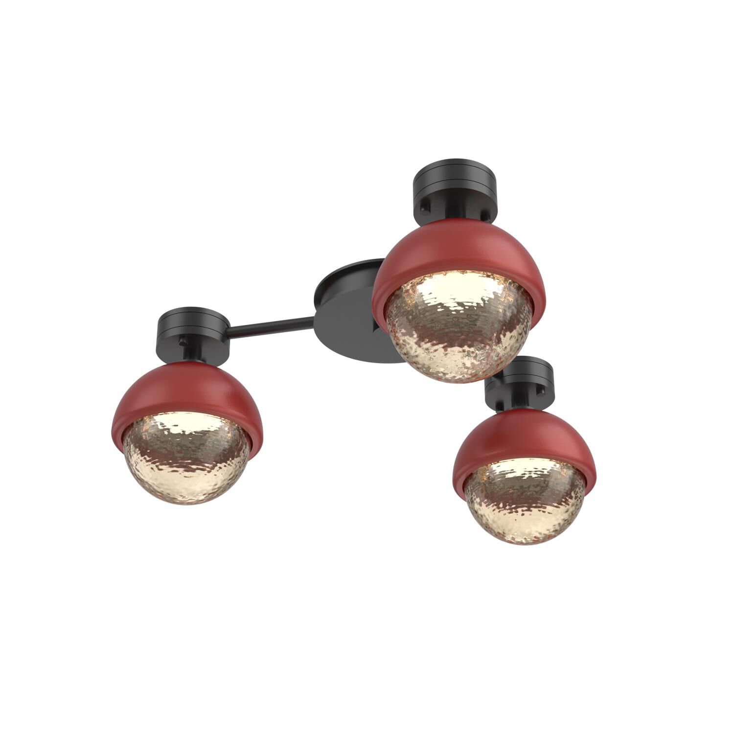 Shown in Matte Black finish and Amber glass and Cinnamon Red accent
