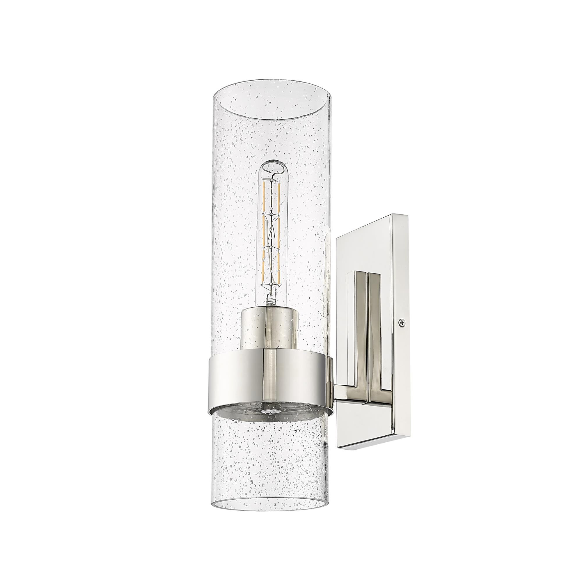 Shown in Polished Nickel finish and Clear Seeded glass