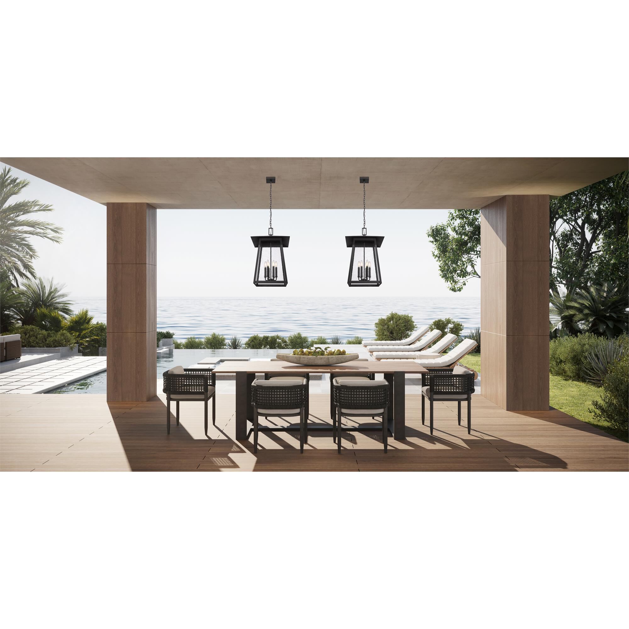 Shown in Black finish and Clear Seedy glass and Clear Seedy shade