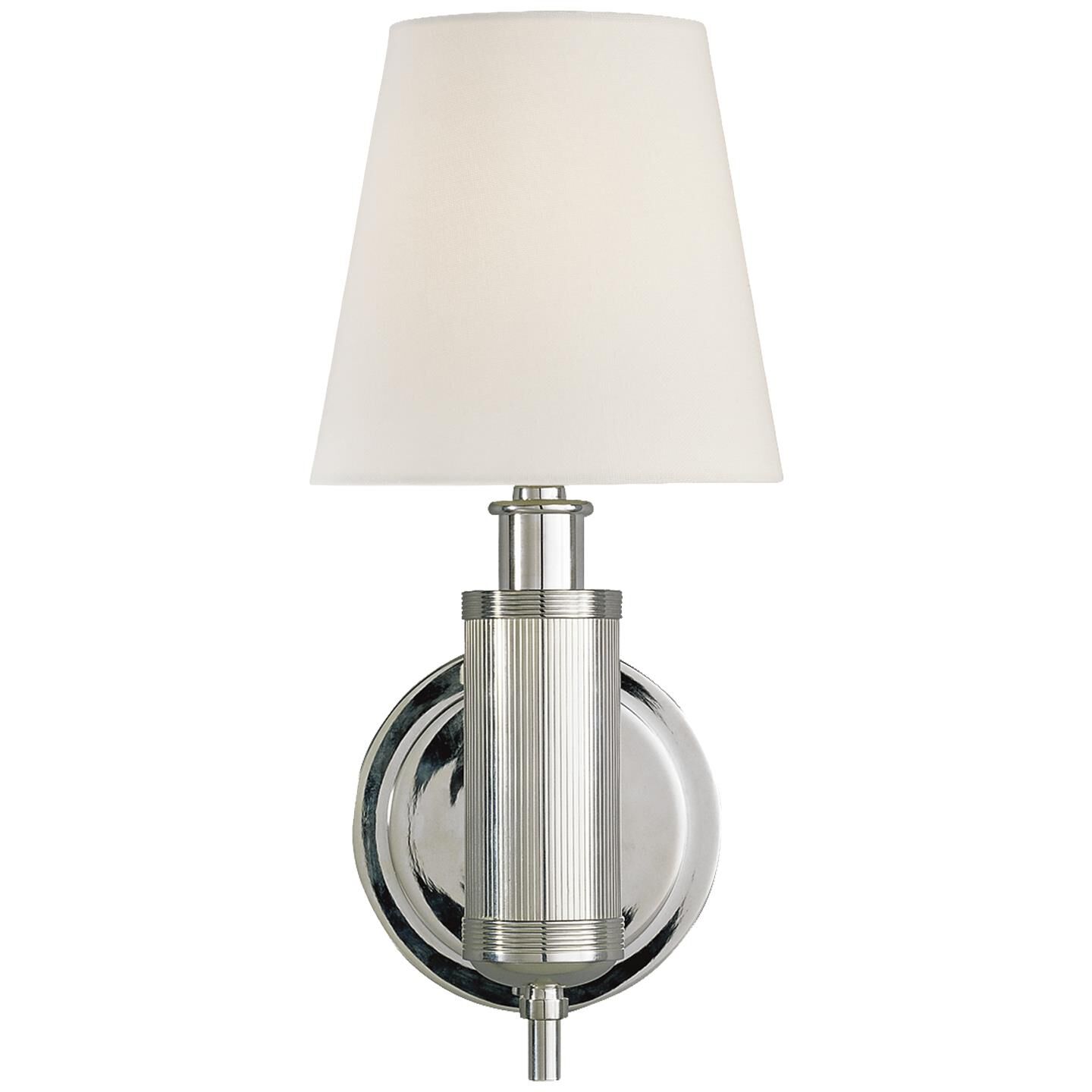 Shown in Polished Nickel finish and Linen shade