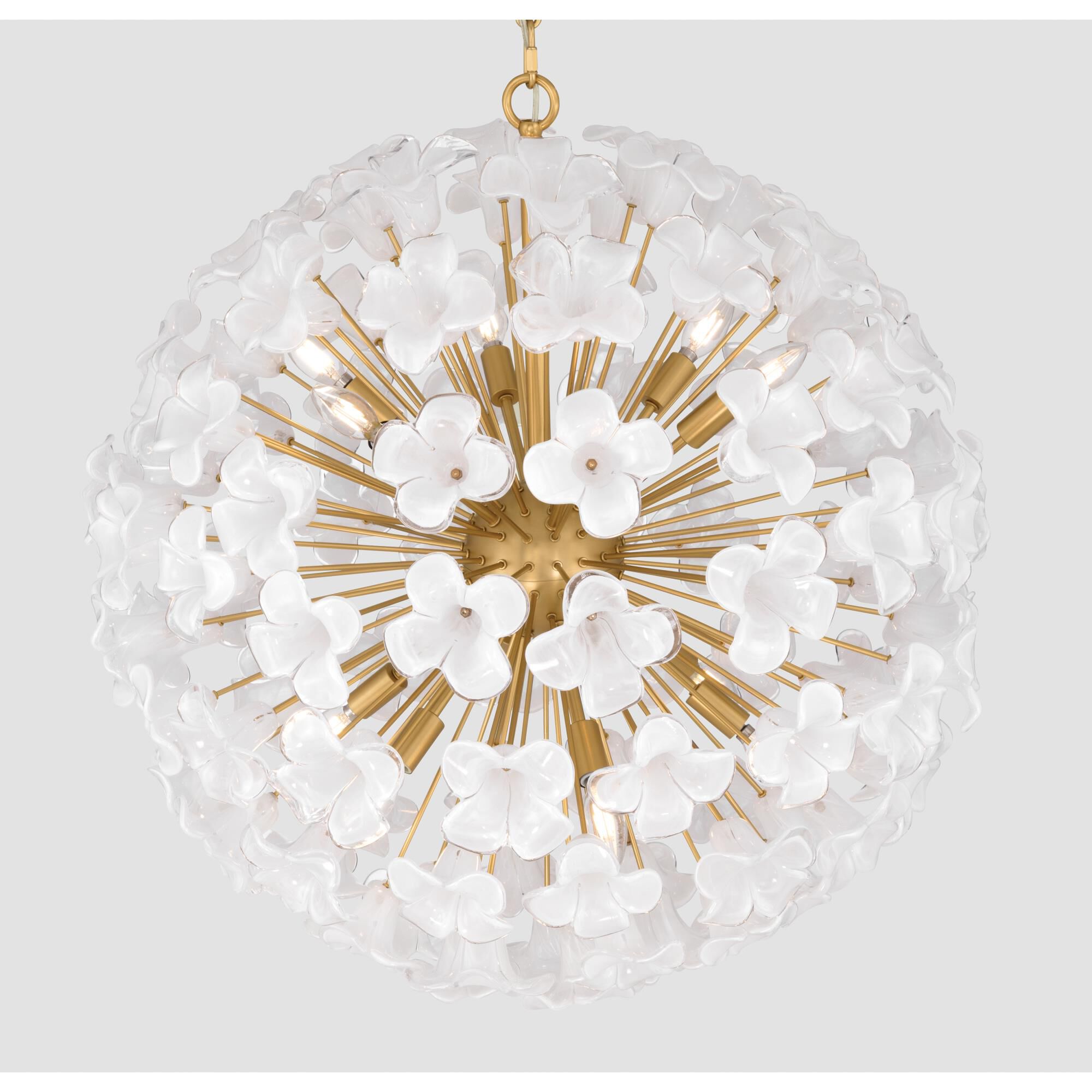 Shown in Legacy Brass finish and White Swirl glass