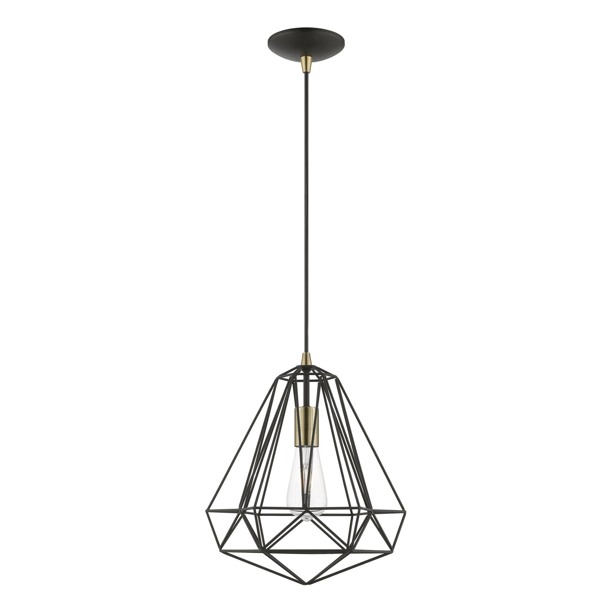 Shown in Textured Black with Polished Chrome Accents finish and Hand Welded Textured Black Metal shade