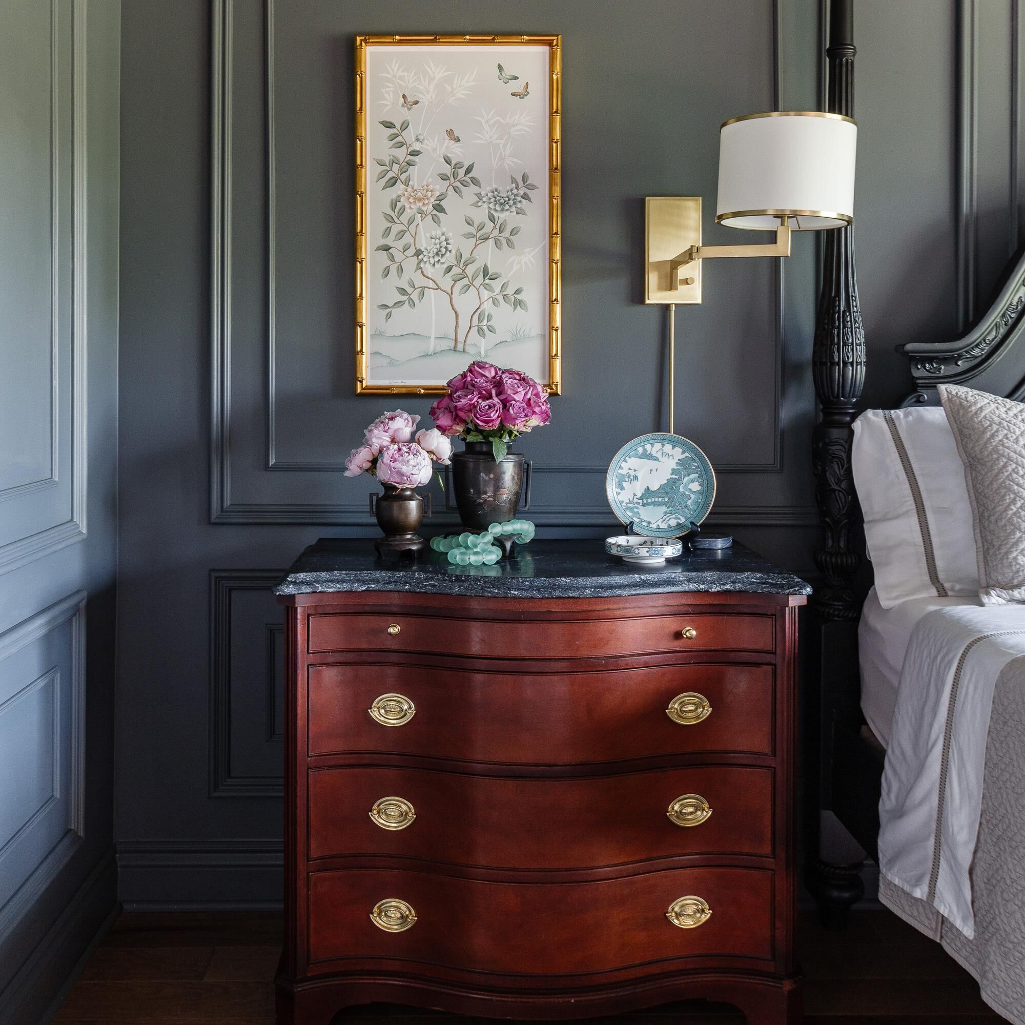 Shown in Aged Brass finish and Silk glass and White shade