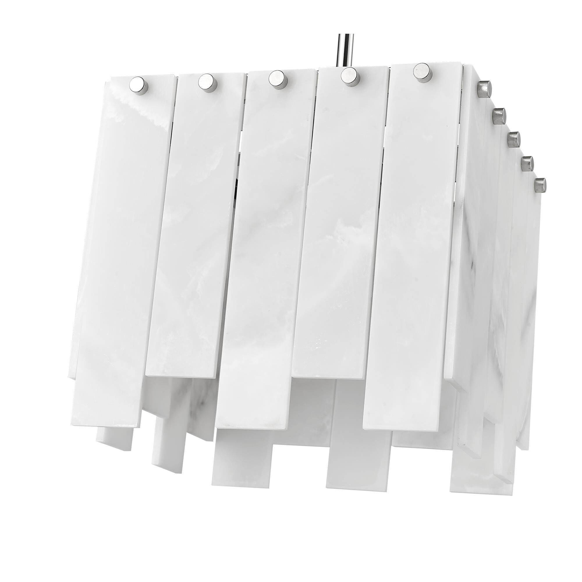 Shown in Polished Nickel finish and Alabaster Resin shade