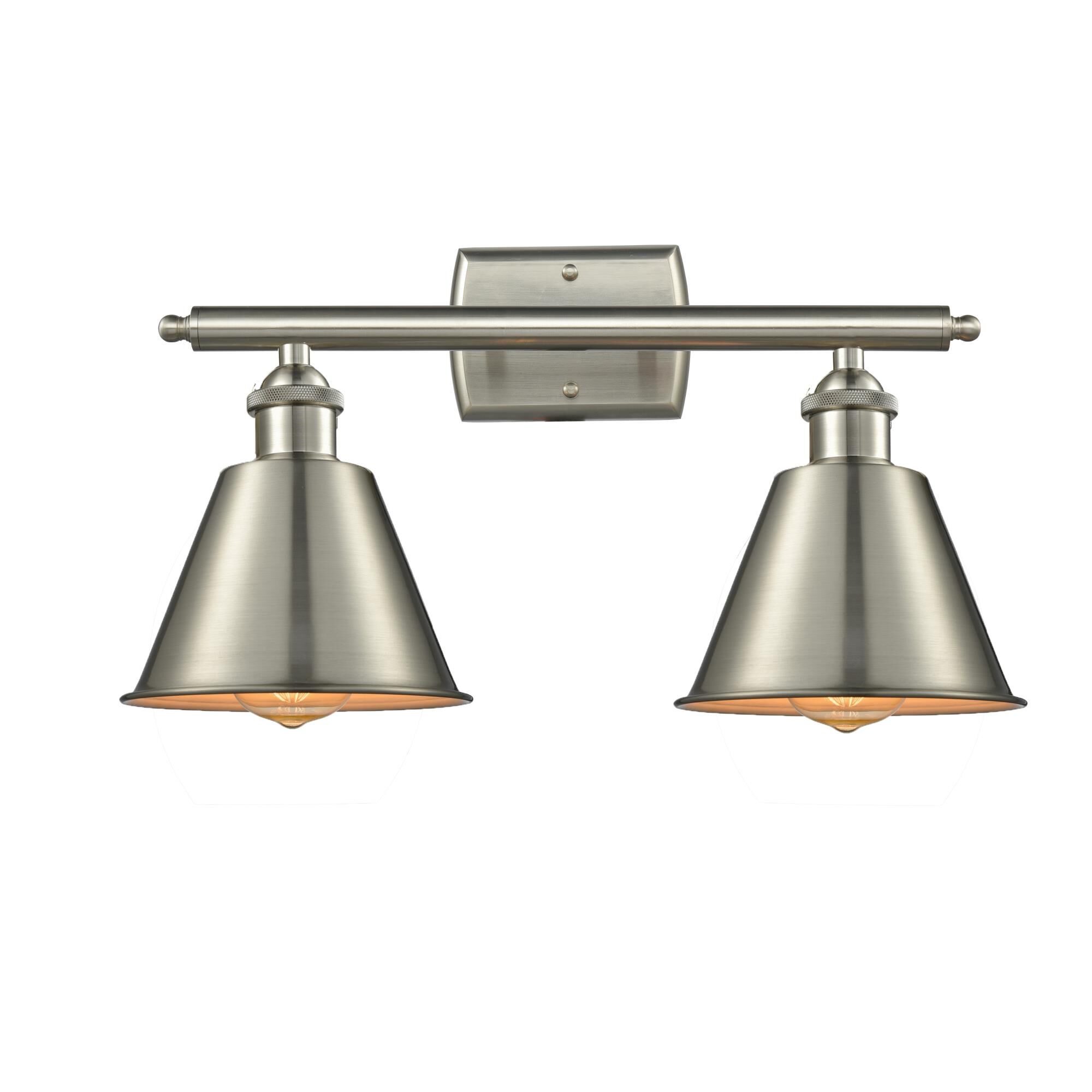 Shown in Brushed Satin Nickel finish and Brushed Satin Nickel shade