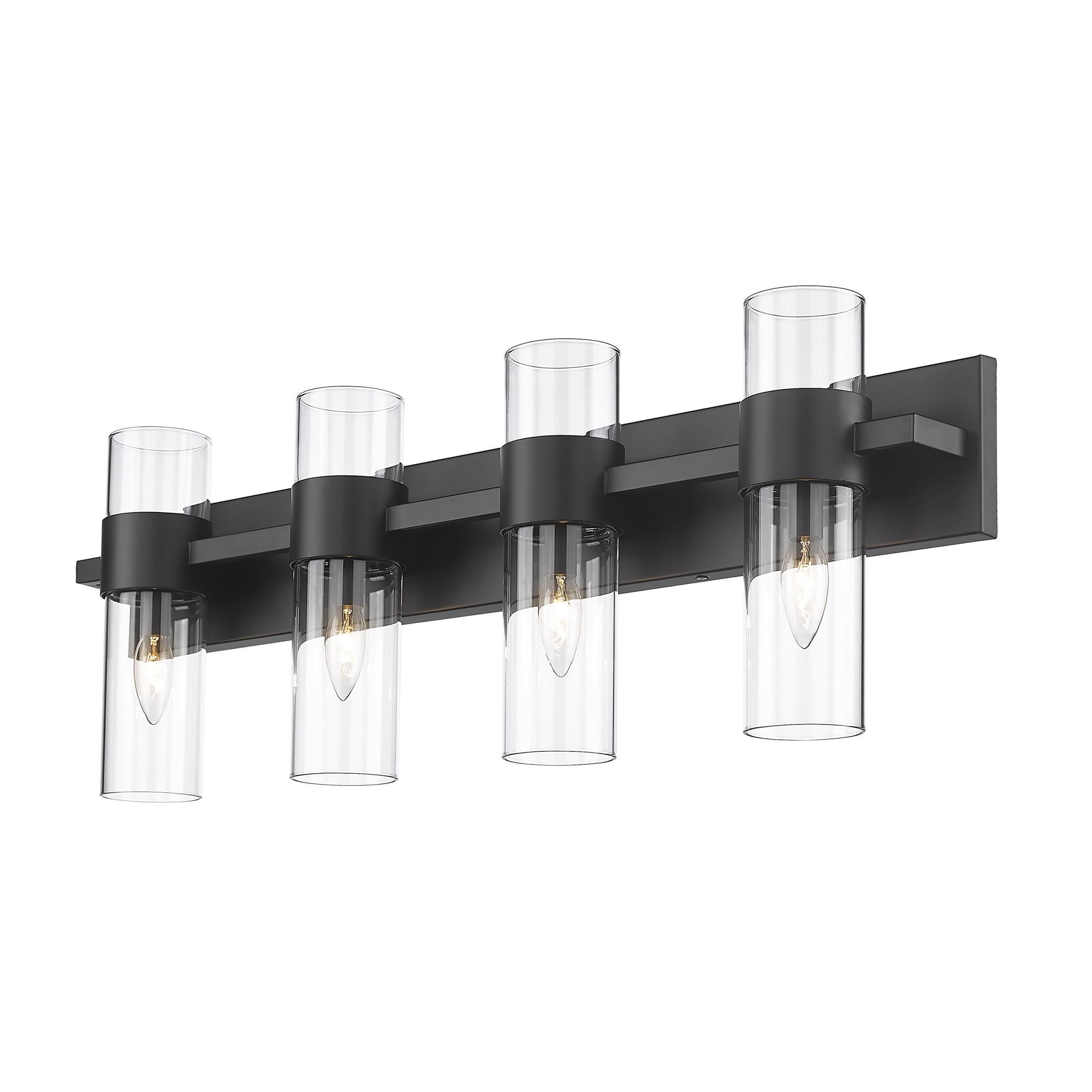 Shown in Matte Black finish and Clear glass
