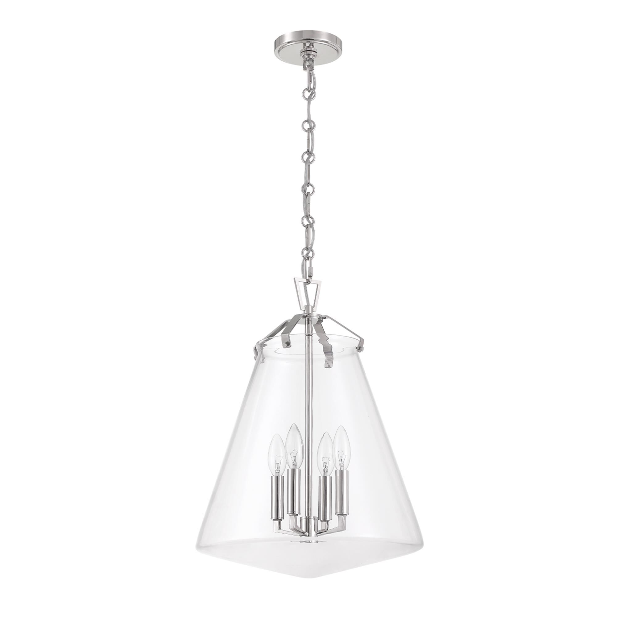 Shown in Polished Nickel finish and Clear glass