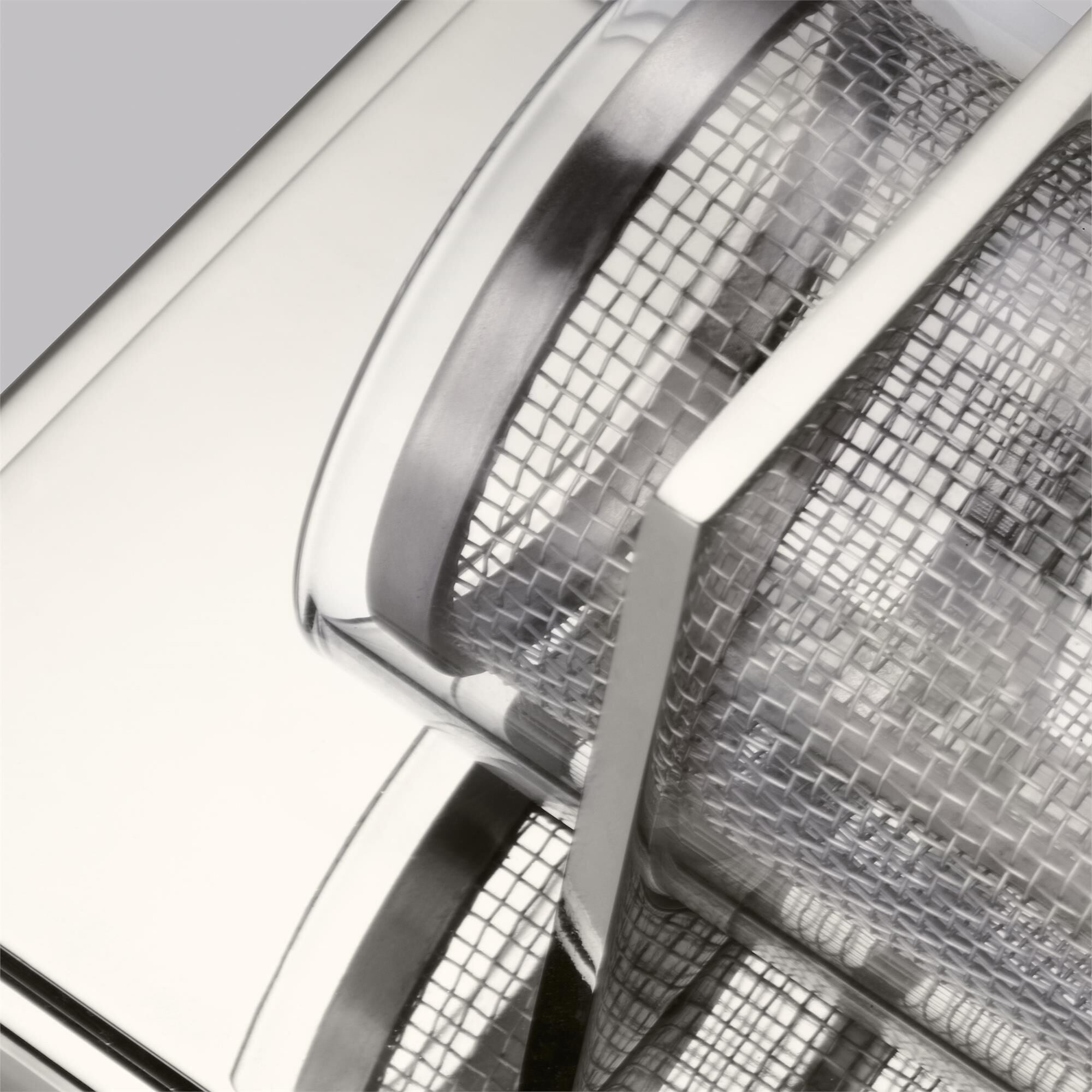 Shown in Polished Nickel finish and Clear glass and Stainless Steel shade
