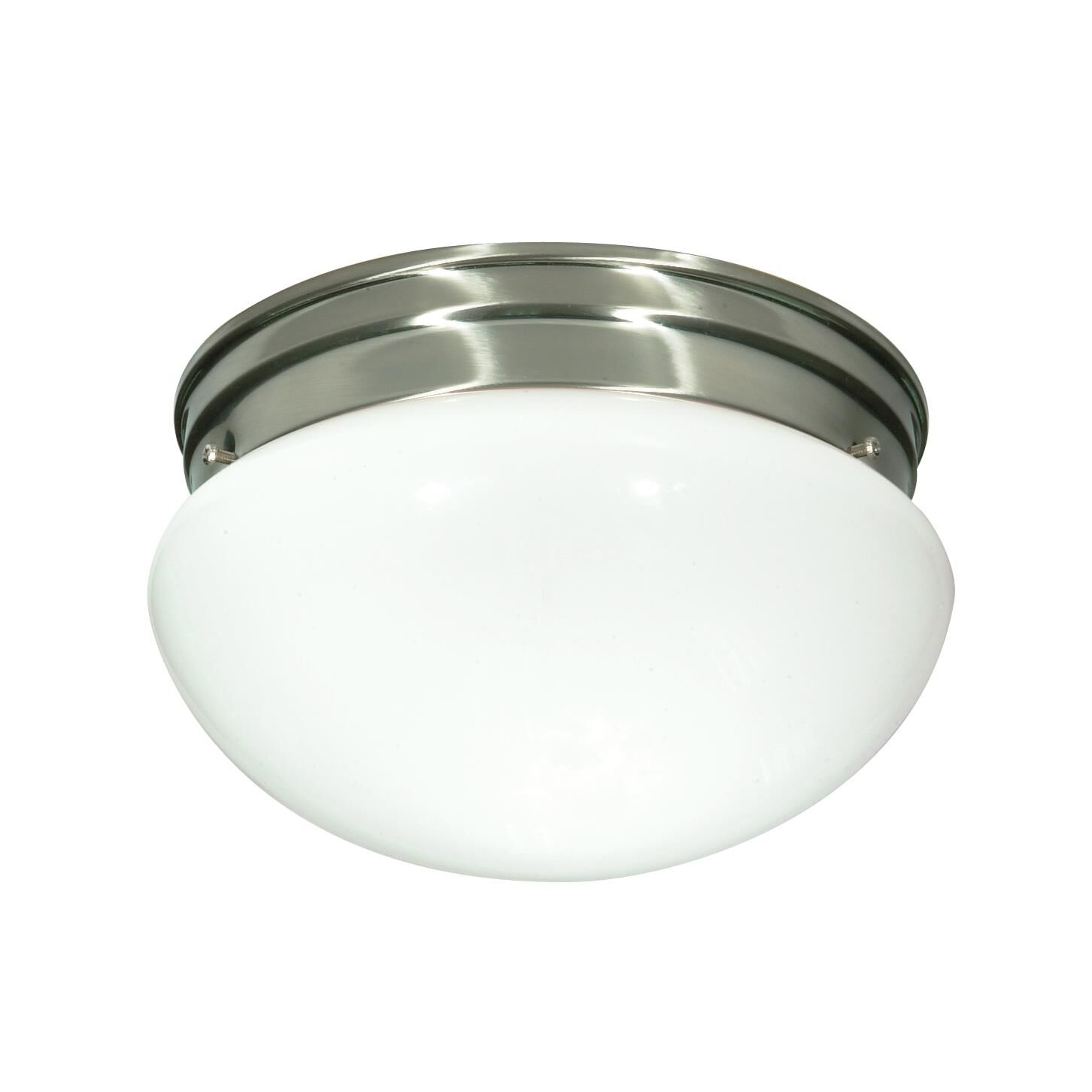 Shown in Brushed Nickel finish and Medium White Mushroom glass