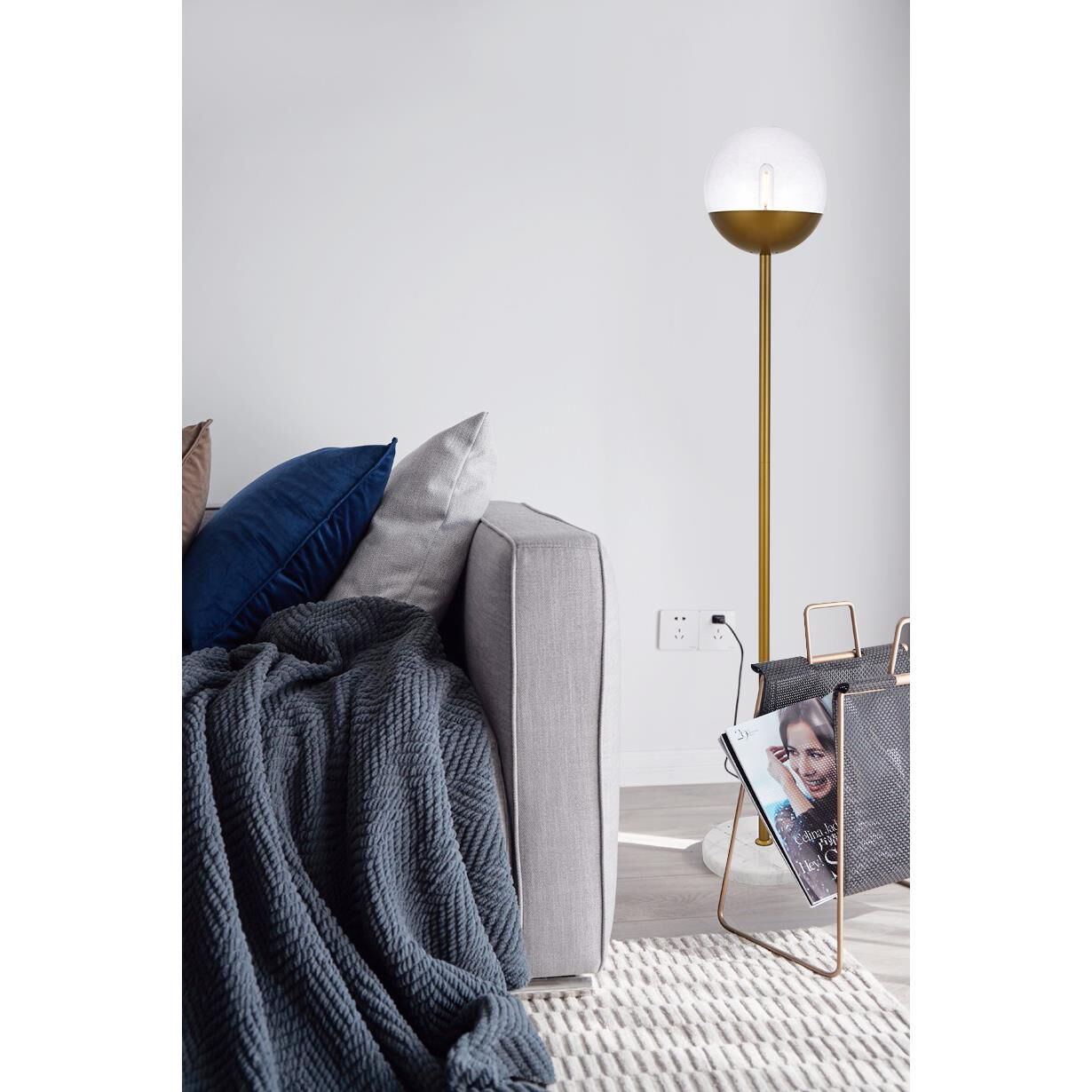 Shown in Brass finish and Clear glass