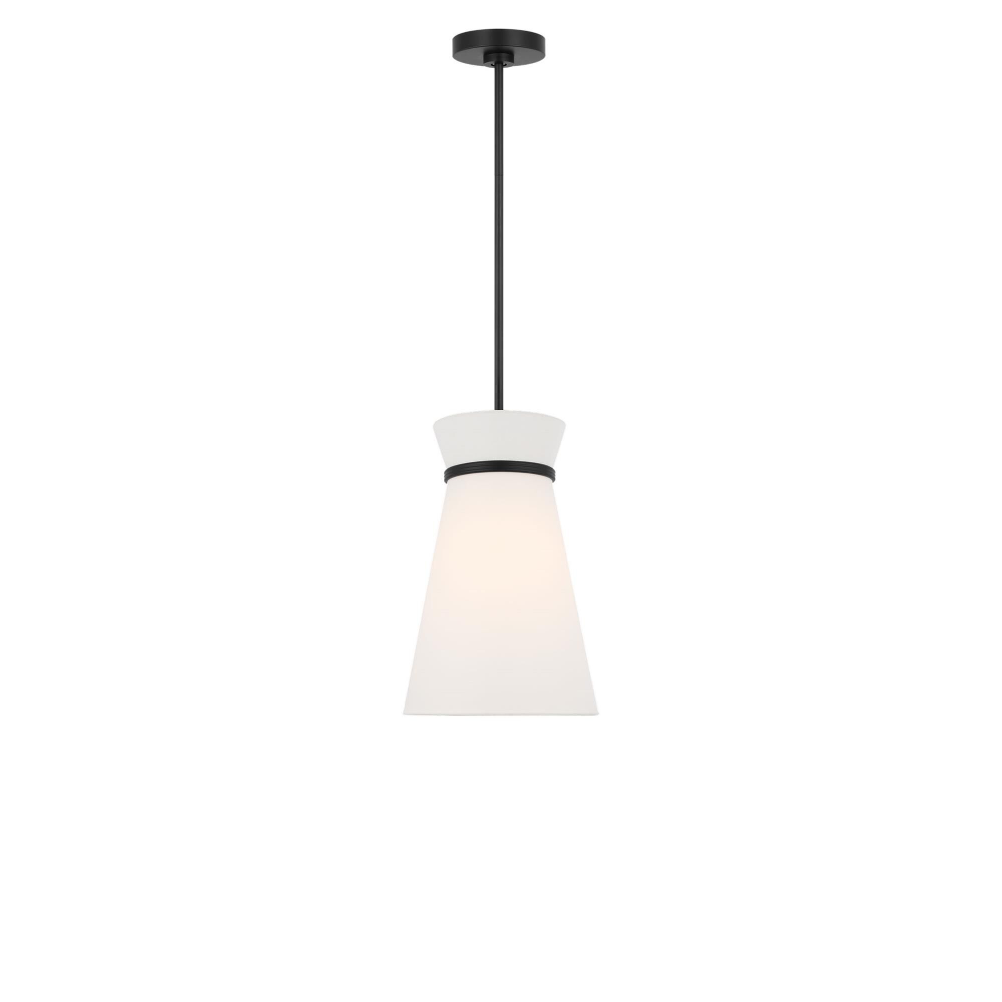 Shown in Midnight Black finish and White Linen shade