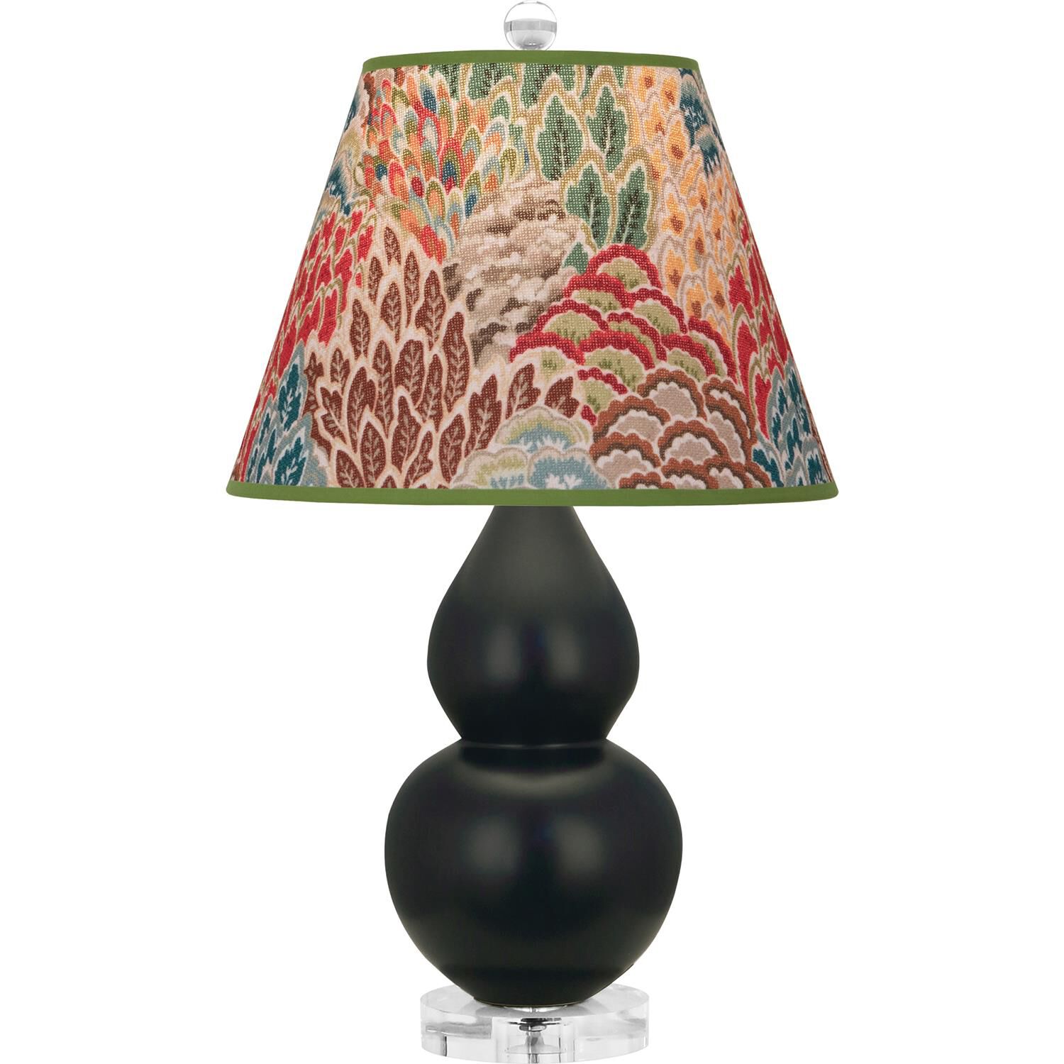 Shown in Matte Obsidian finish and Fall Floral shade and Lucite accent