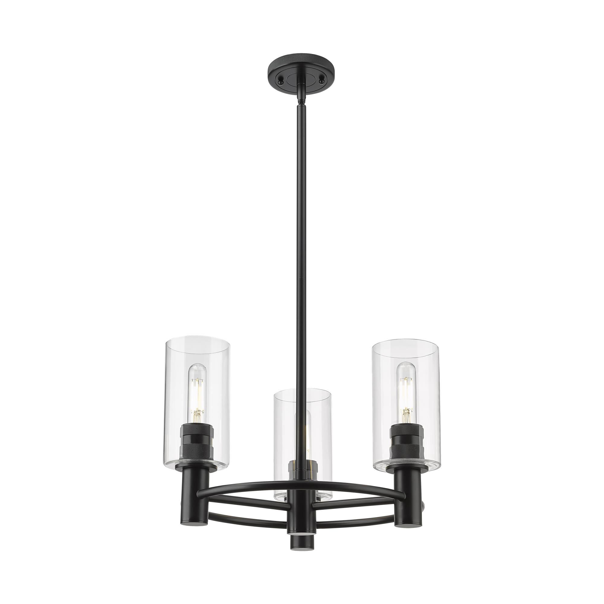 Shown in Matte Black finish and Clear glass and Clear Glass shade