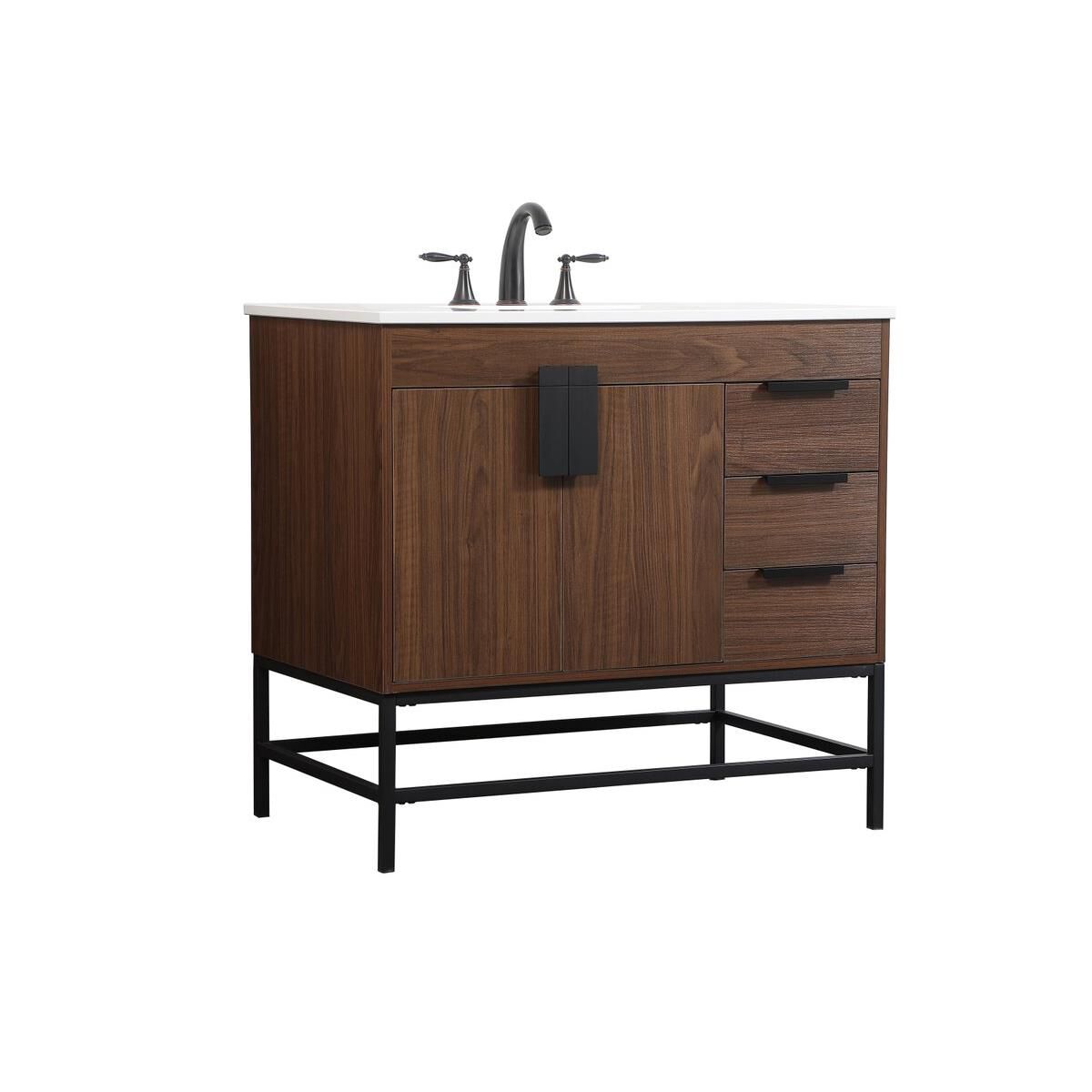 Shown in Walnut finish and Without Backsplash accent