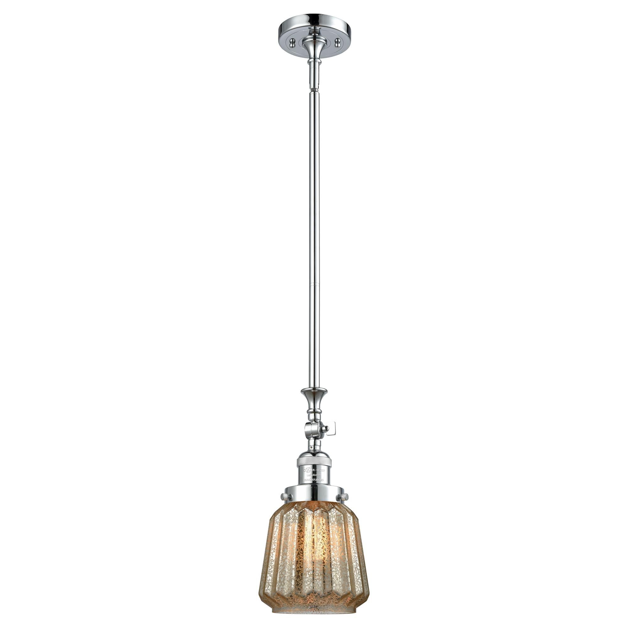 Shown in Polished Chrome finish and Mercury Plated glass