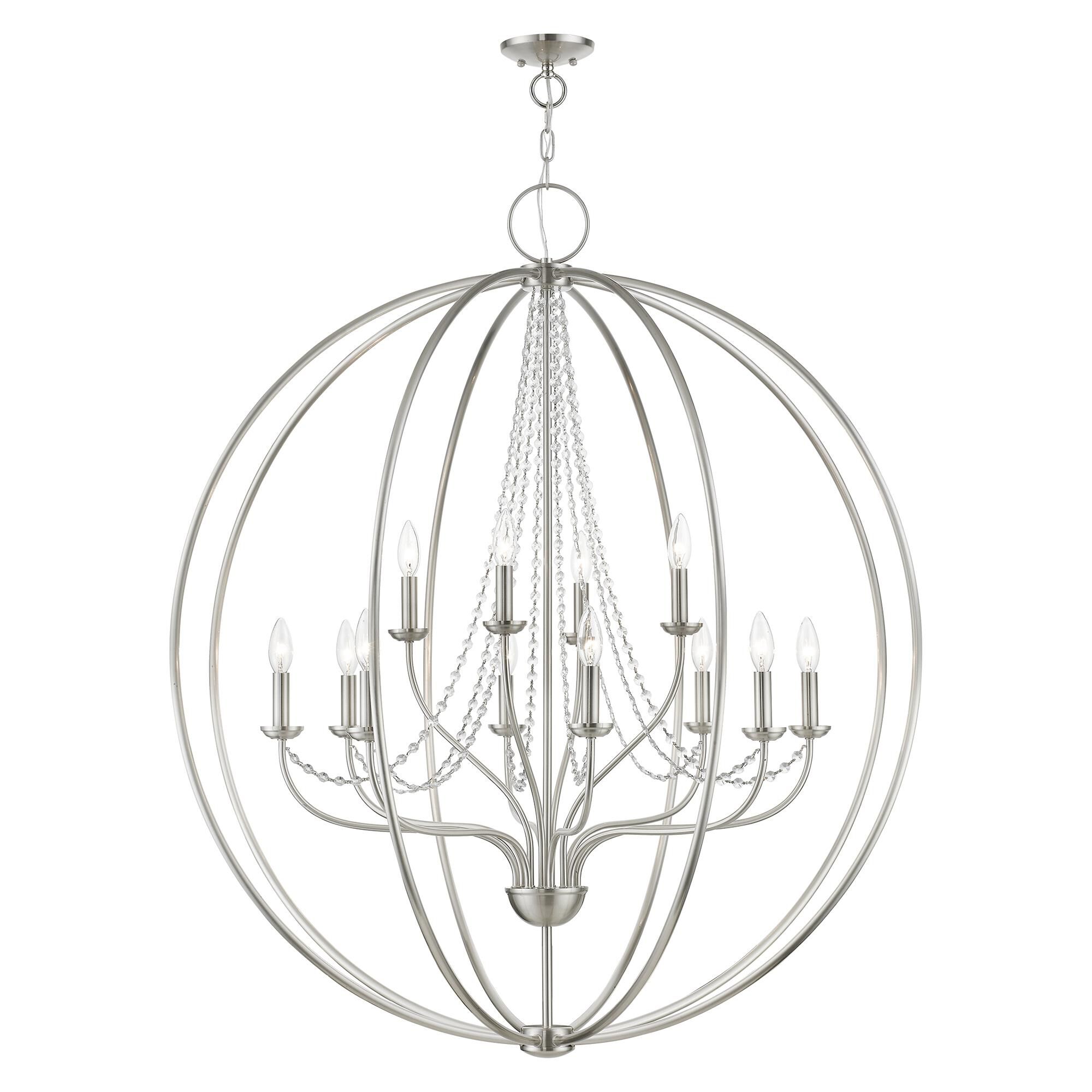 Shown in Brushed Nickel finish and Clear Crystals shade