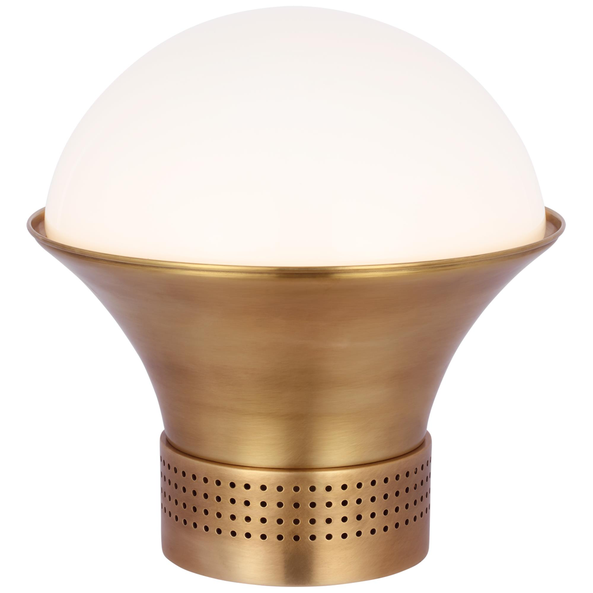 Shown in Antique-Burnished Brass finish and White glass
