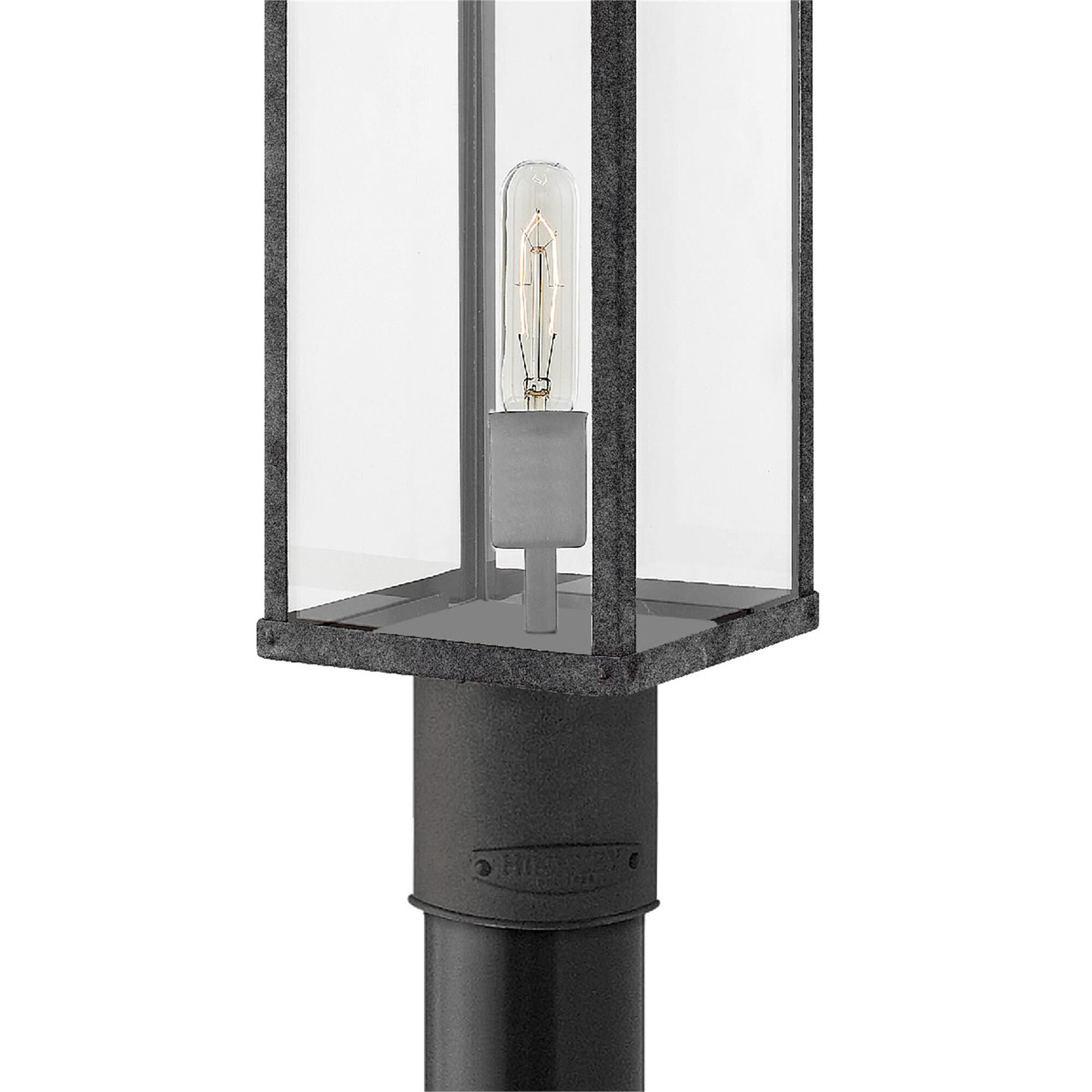 Shown in Aged Zinc finish and Clear glass and 120 Volt accent