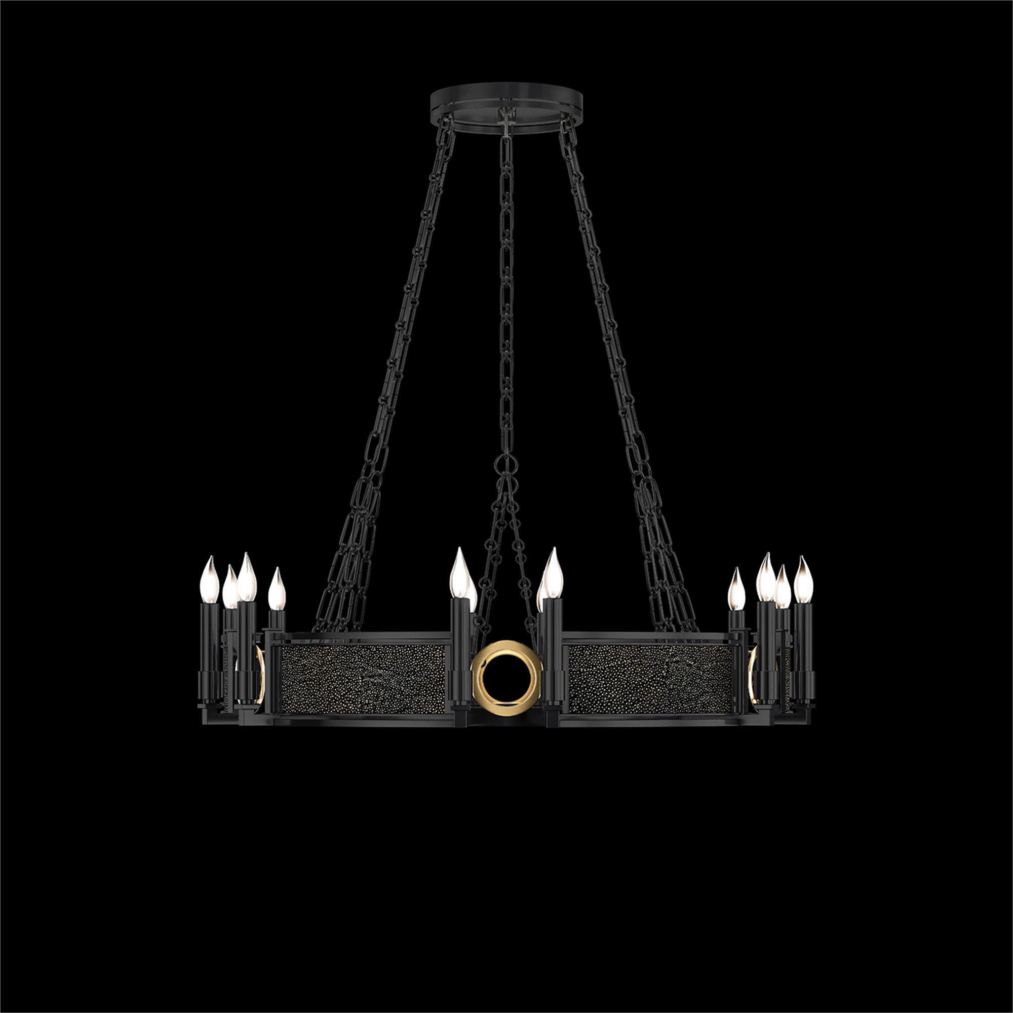 Shown in Black Iron and Brass  finish and Black Knight accent