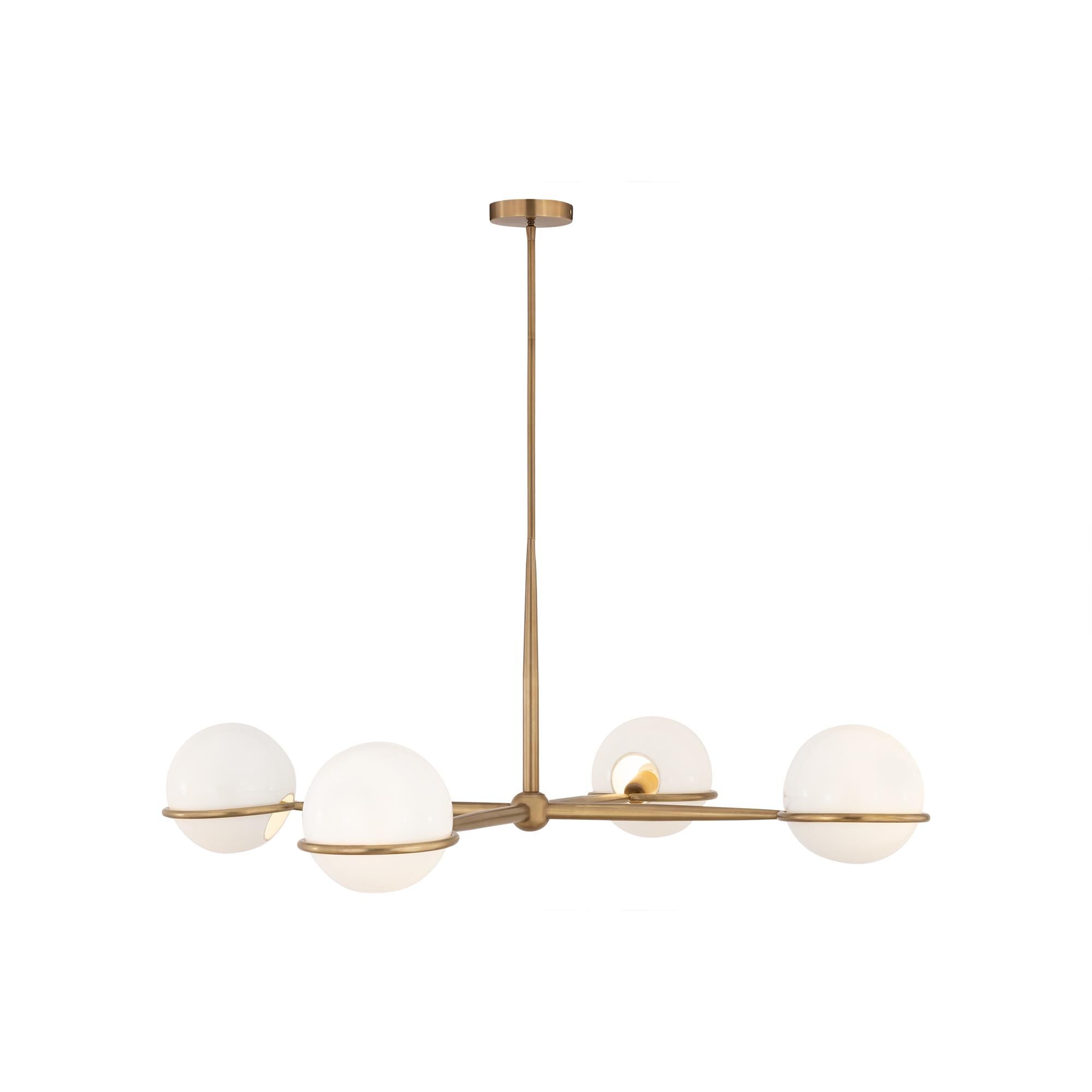 Shown in Legacy Brass finish and Opal glass