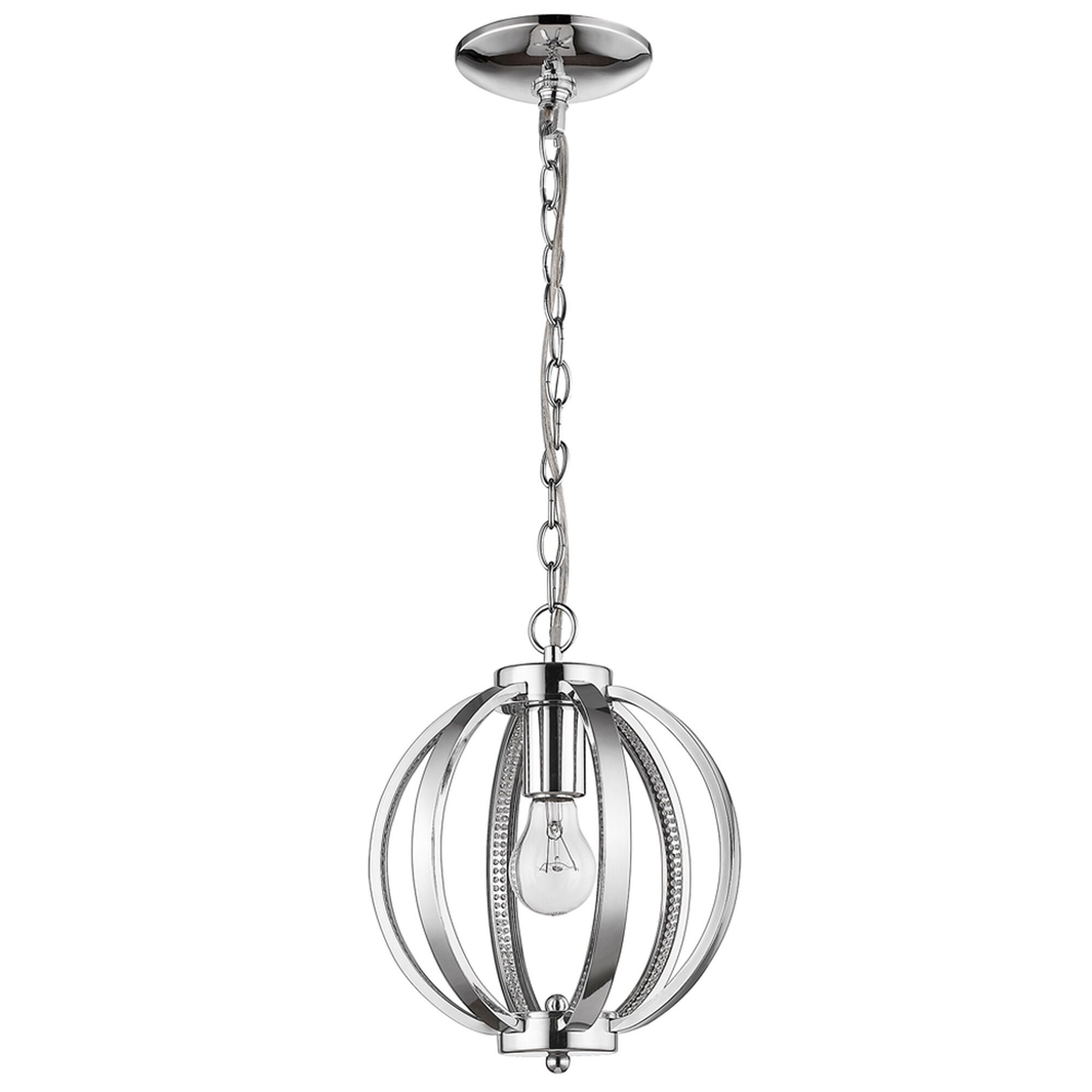 Shown in Chrome finish and -- glass and -- shade