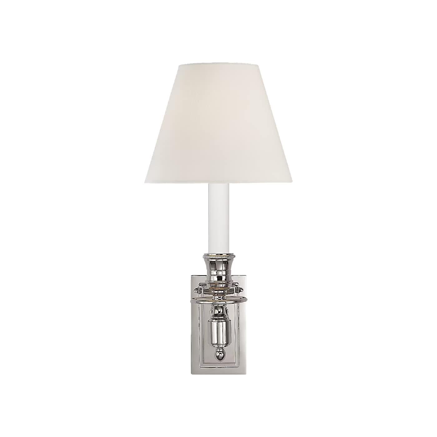 Shown in Polished Nickel finish and Linen shade