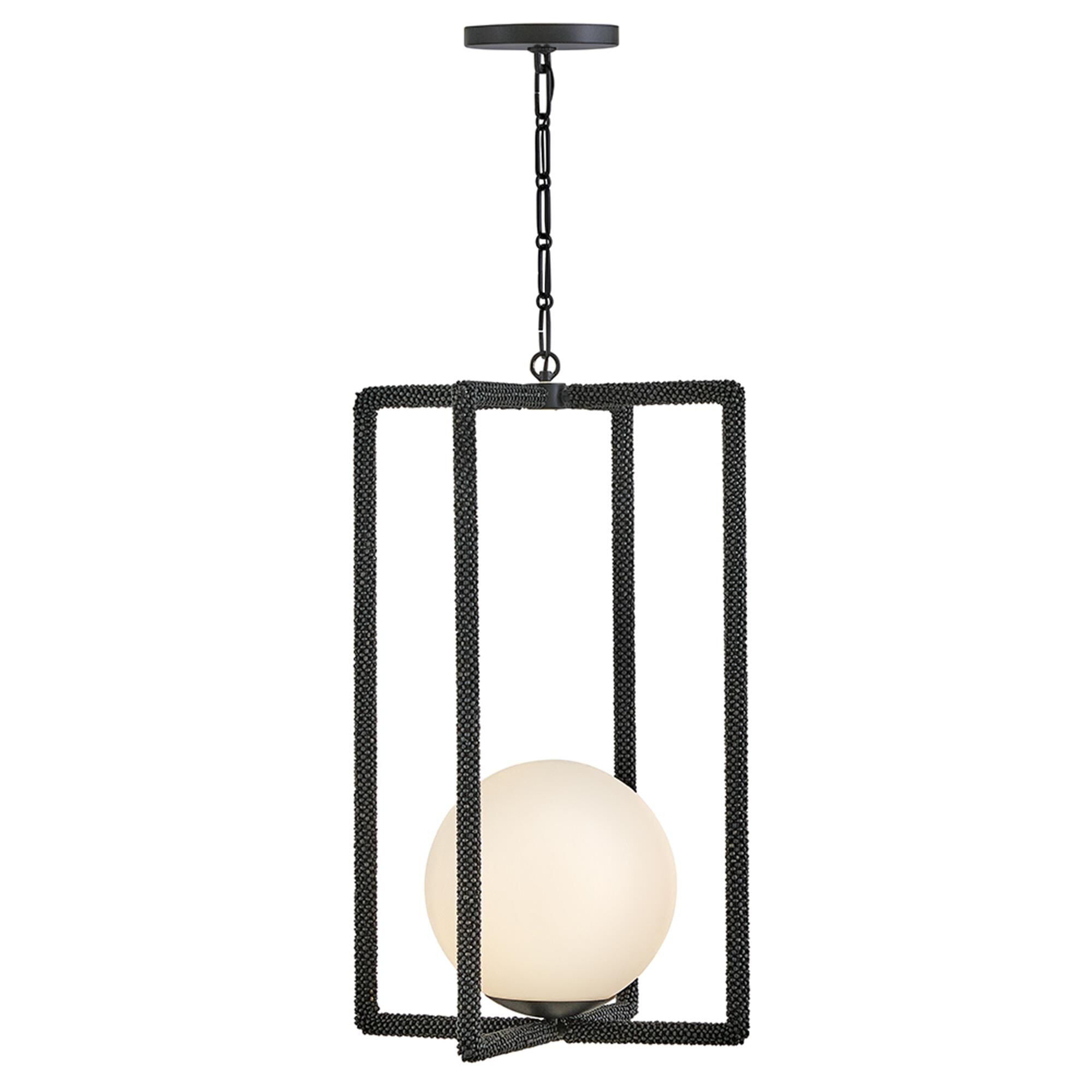 Shown in Painted Black Oxide finish and Etched Opal glass