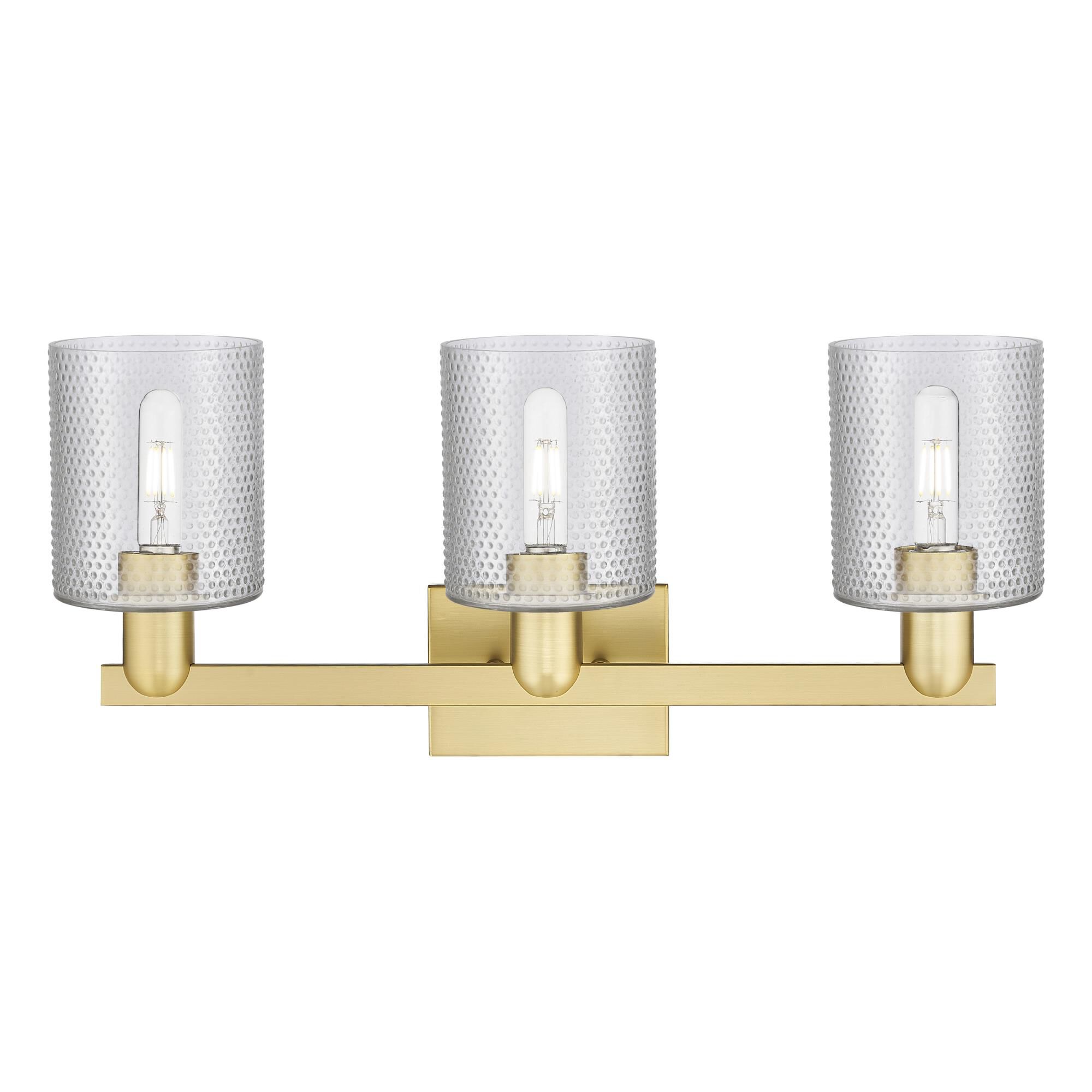 Shown in Satin Gold finish and Clear glass