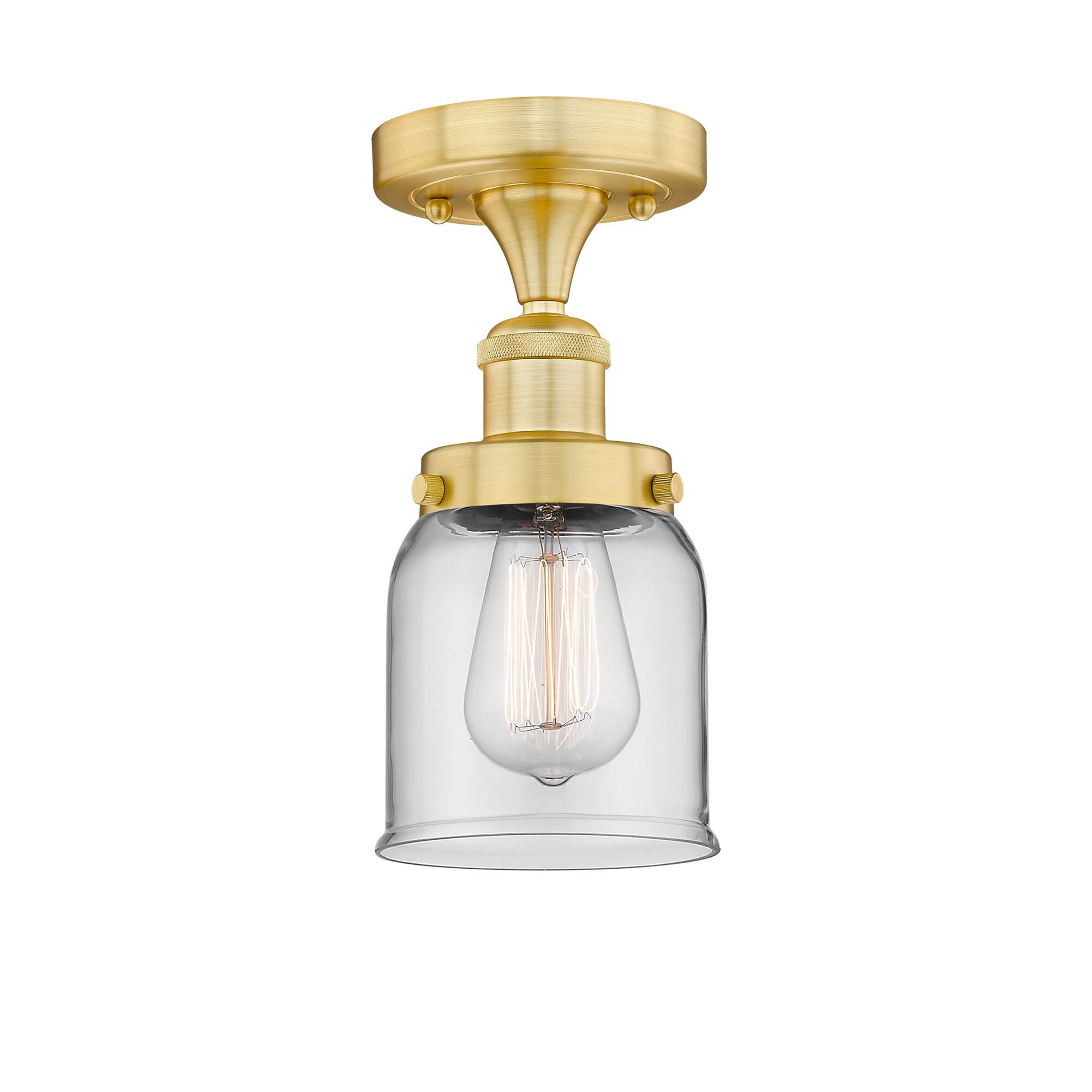 Shown in Satin Gold finish and Clear glass