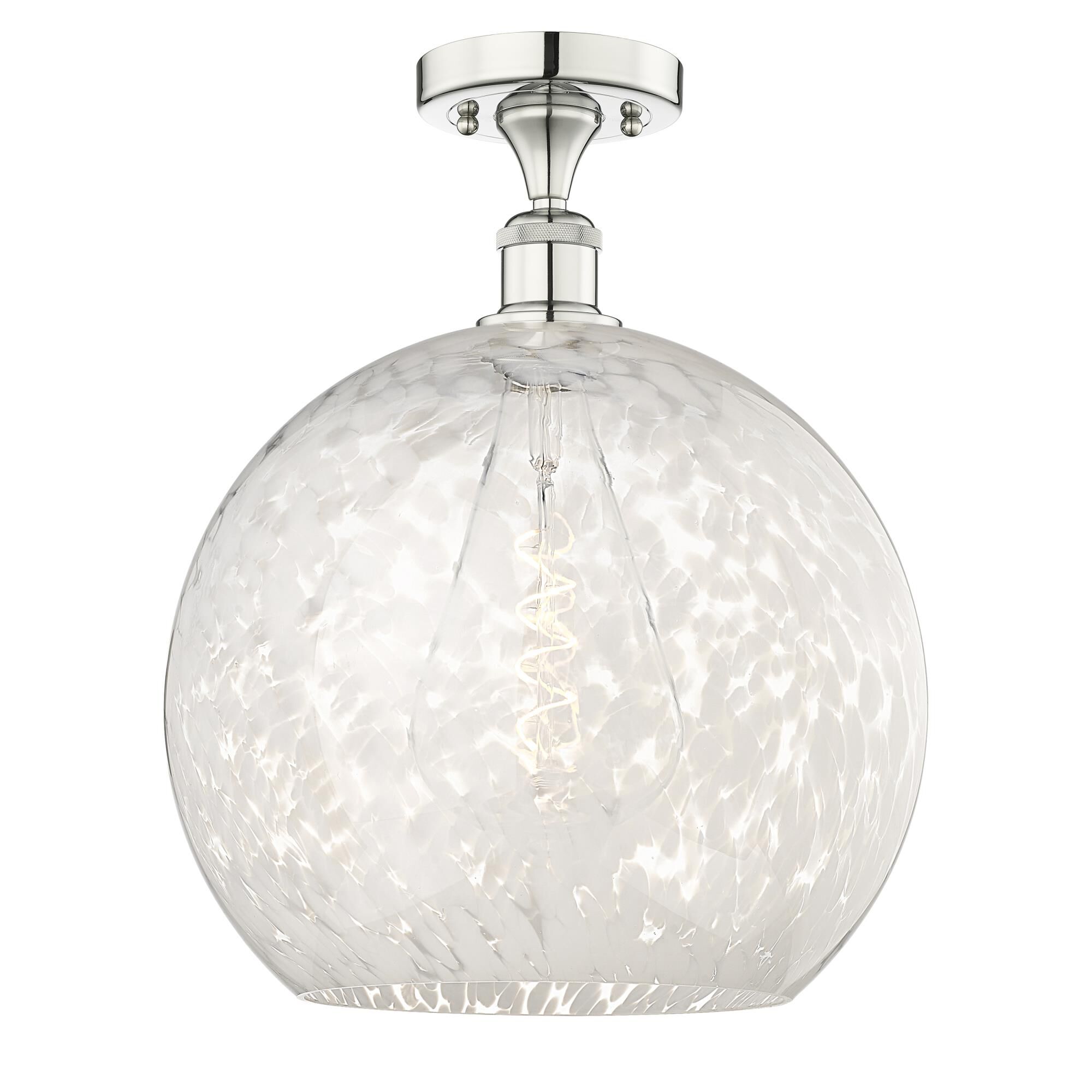 Shown in Polished Nickel finish and White Mouchette glass