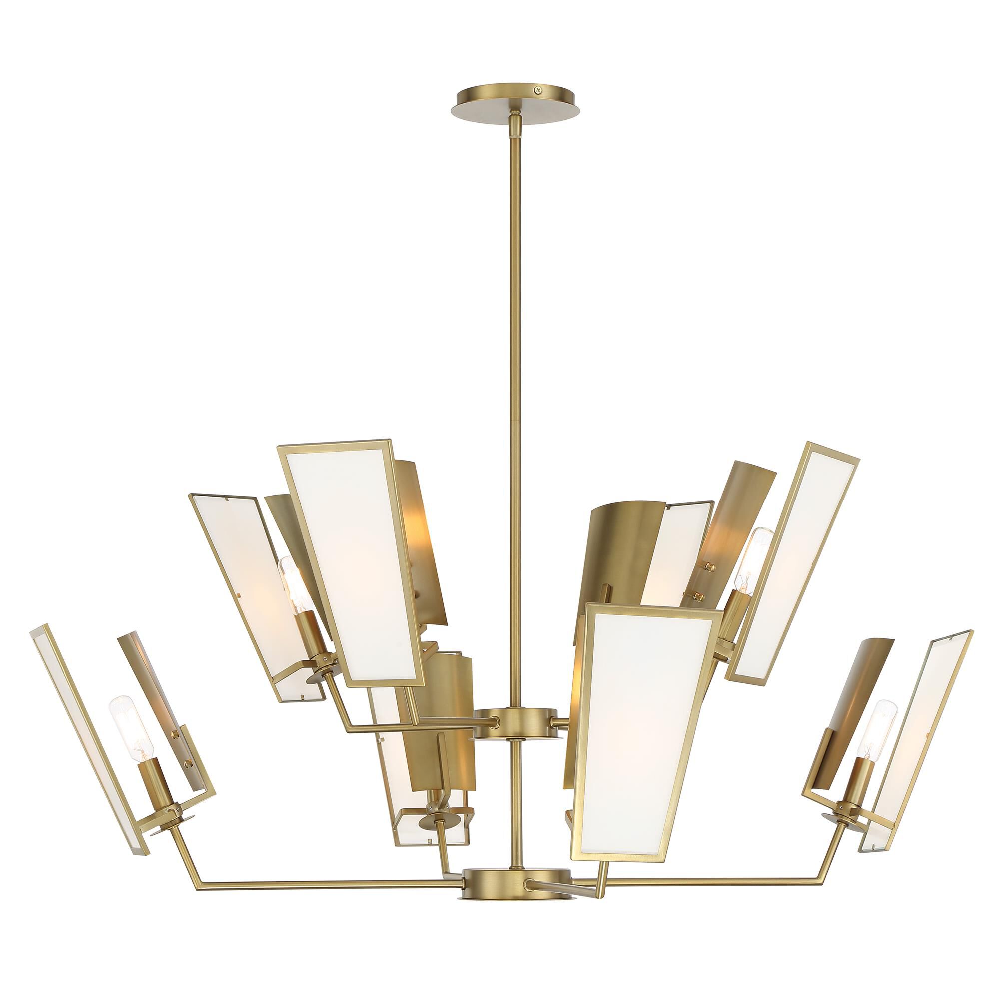 Shown in Soft Brass finish and White Silk glass