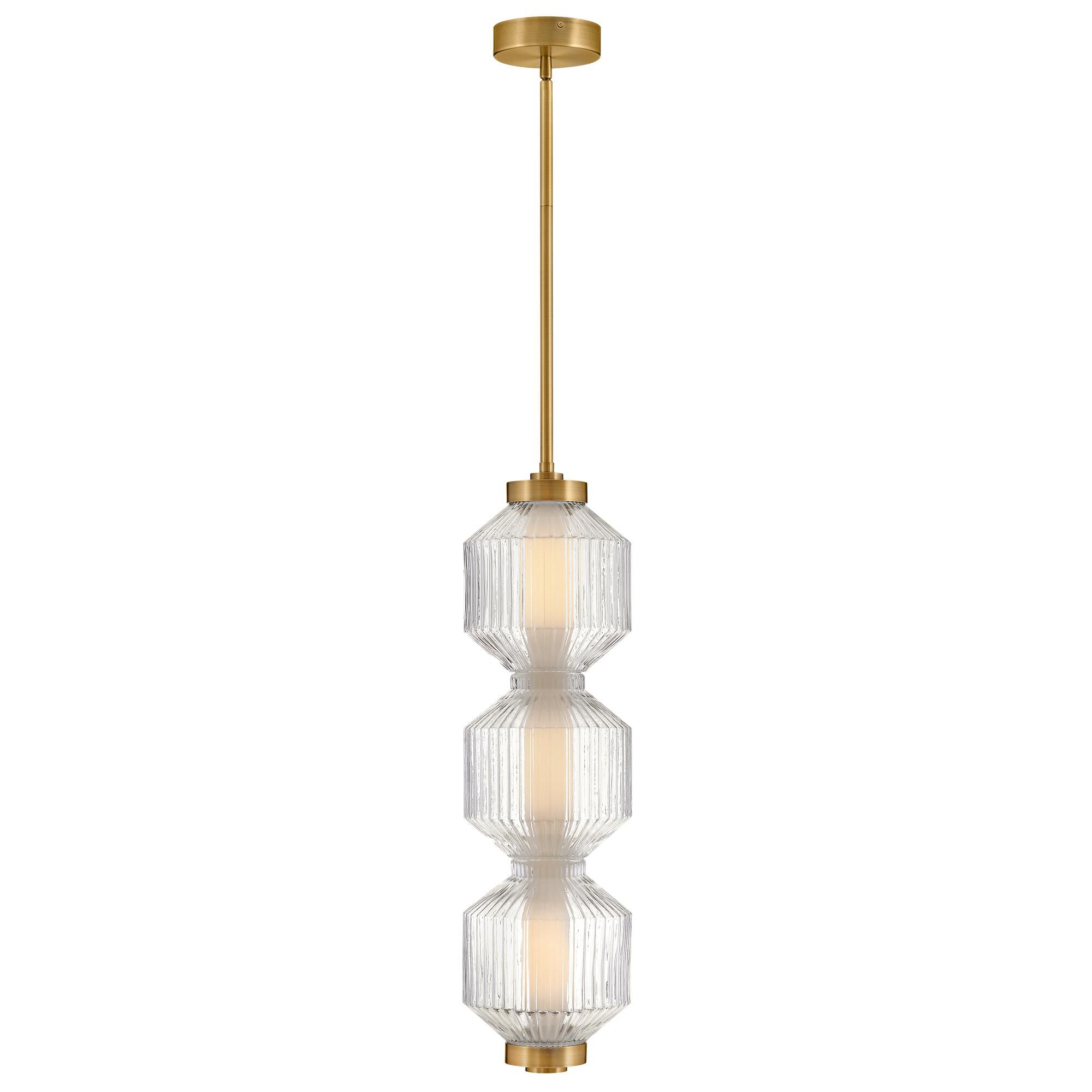 Shown in Lacquered Brass finish and Clear Ribbed glass