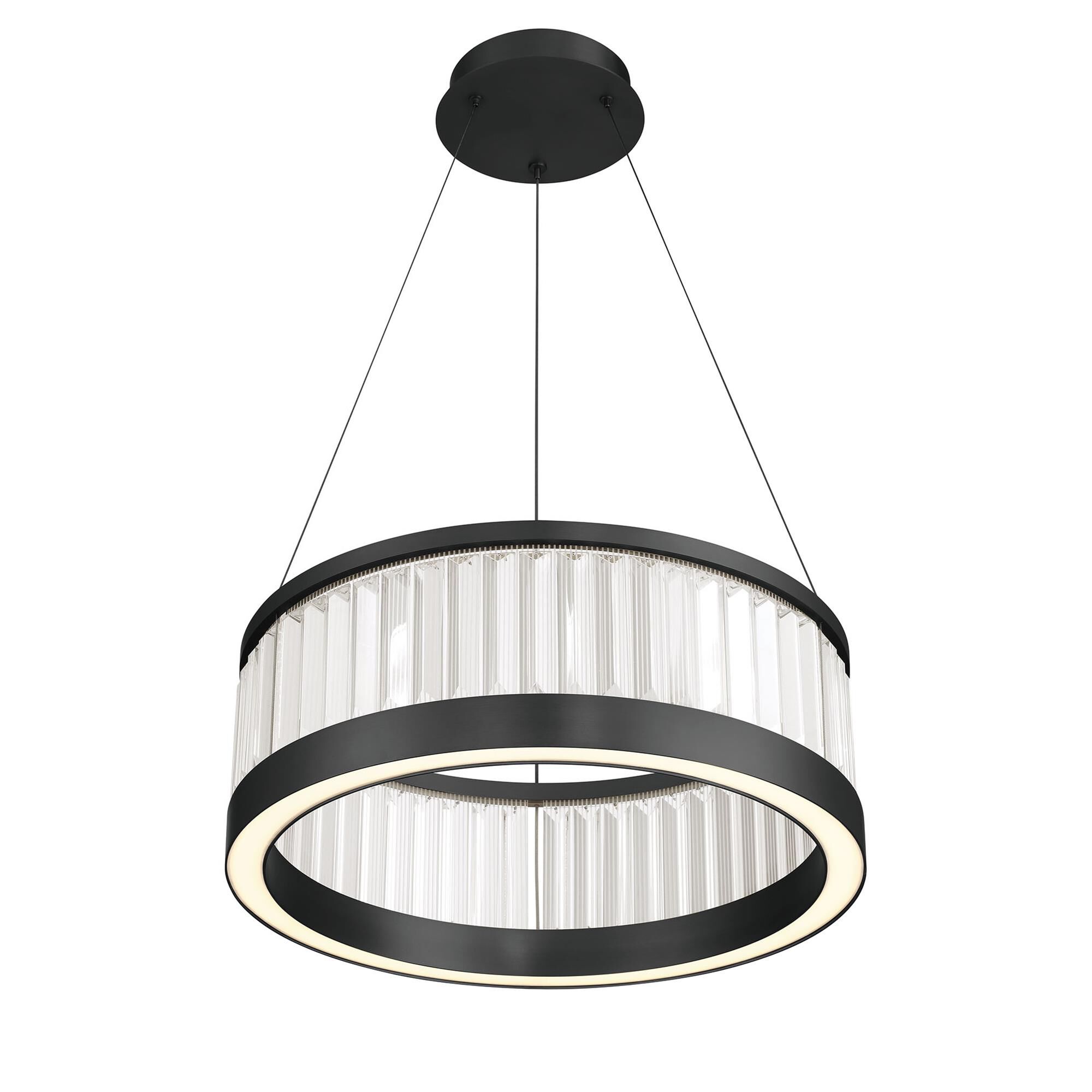 Shown in Matte Black finish and Clear Crystal glass