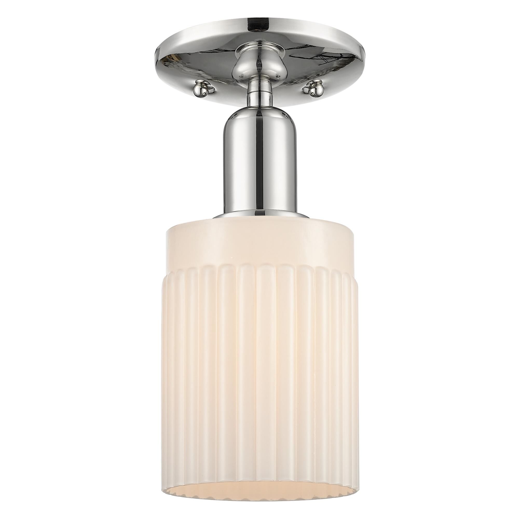 Shown in Polished Nickel finish and Matte White glass