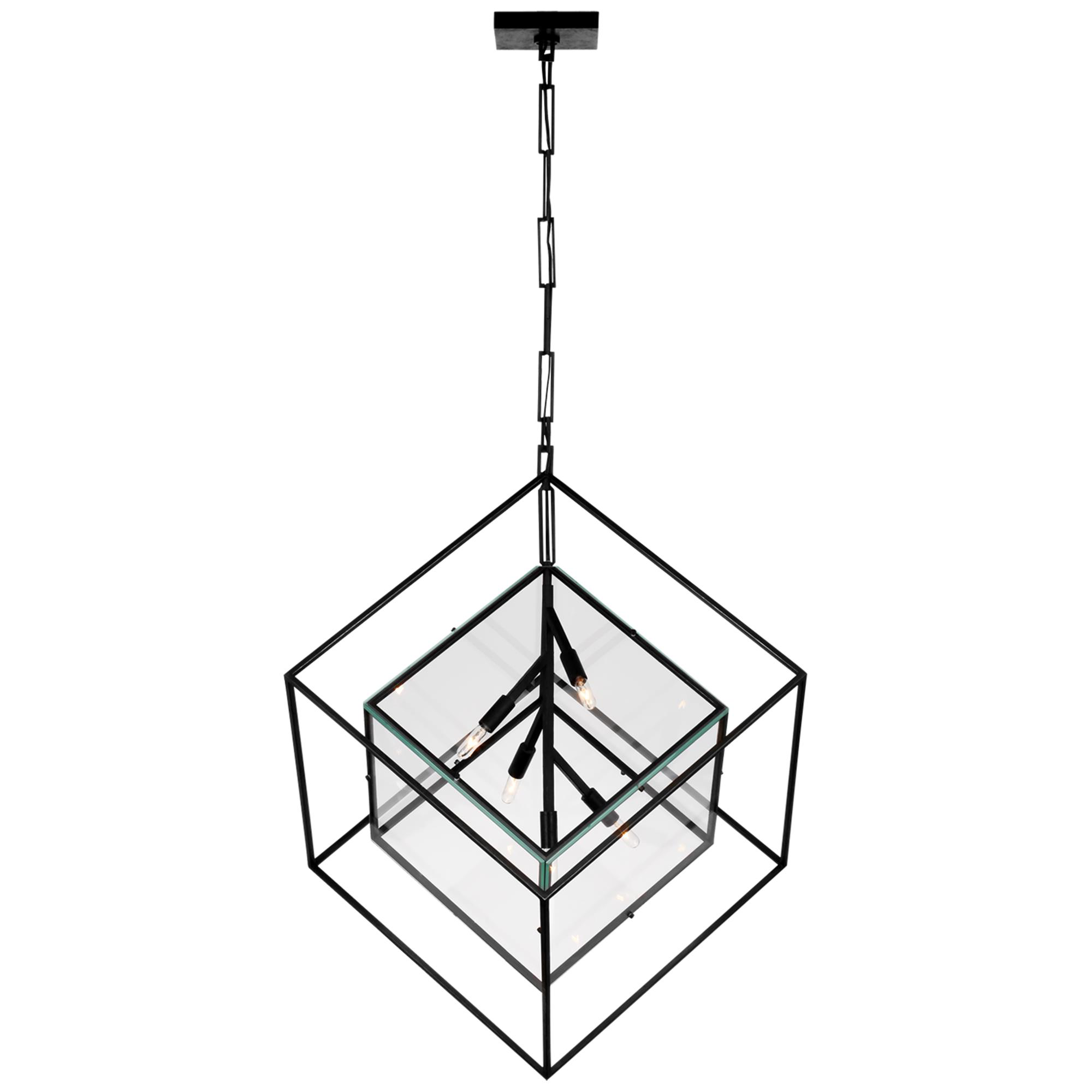 Shown in Aged Iron finish and Clear glass