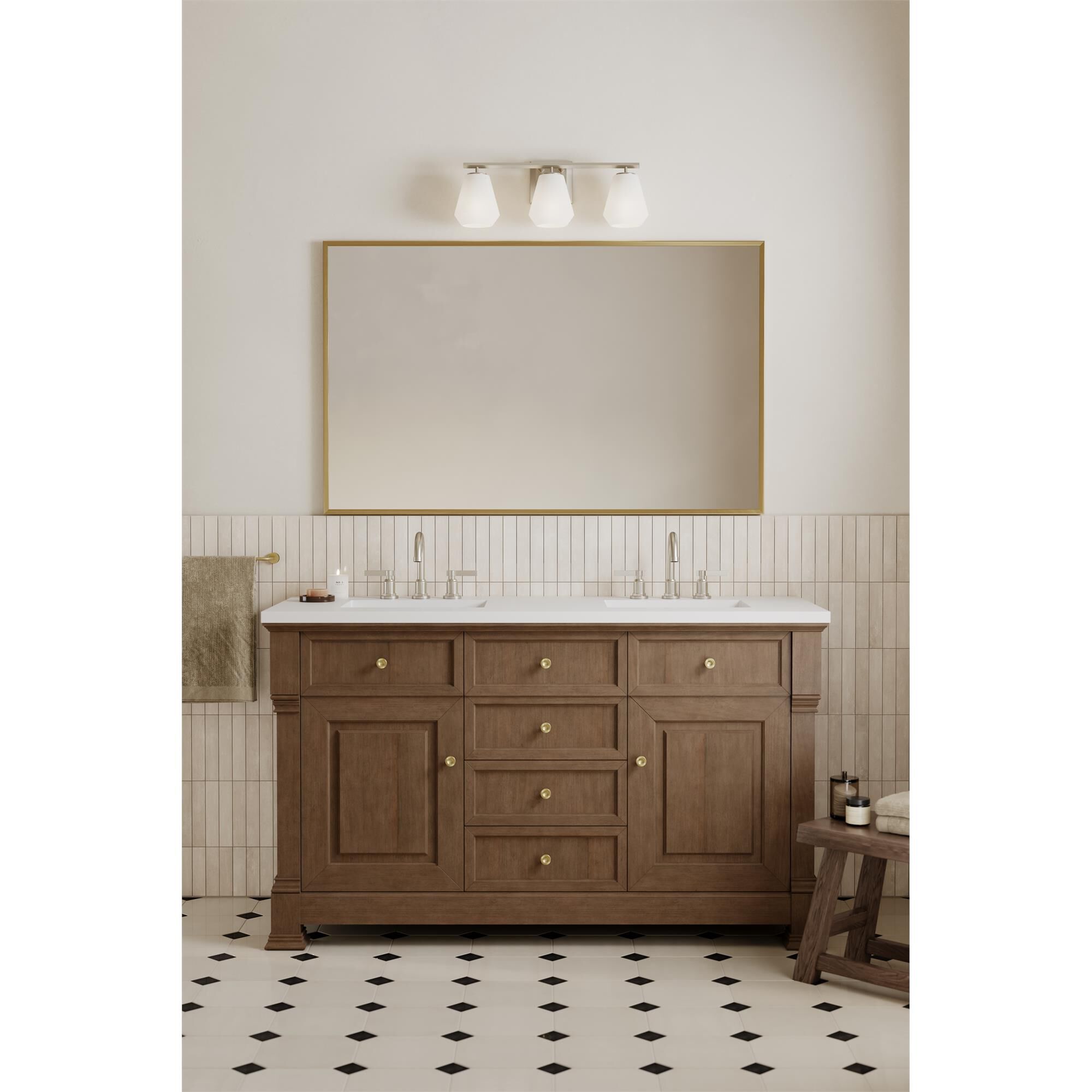 Shown in Brushed Nickel finish and Alabaster glass