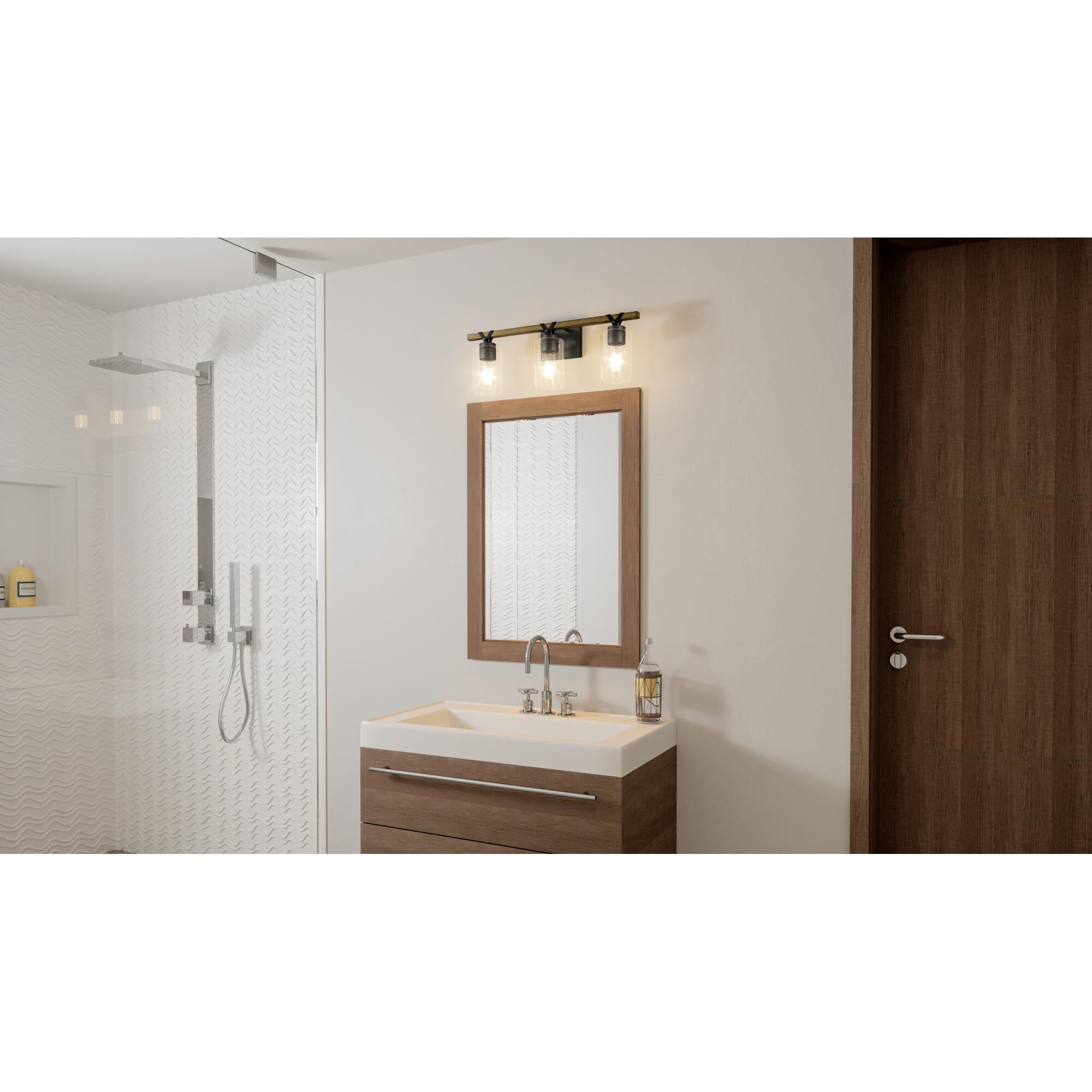 Shown in Matte Black finish and Clear glass