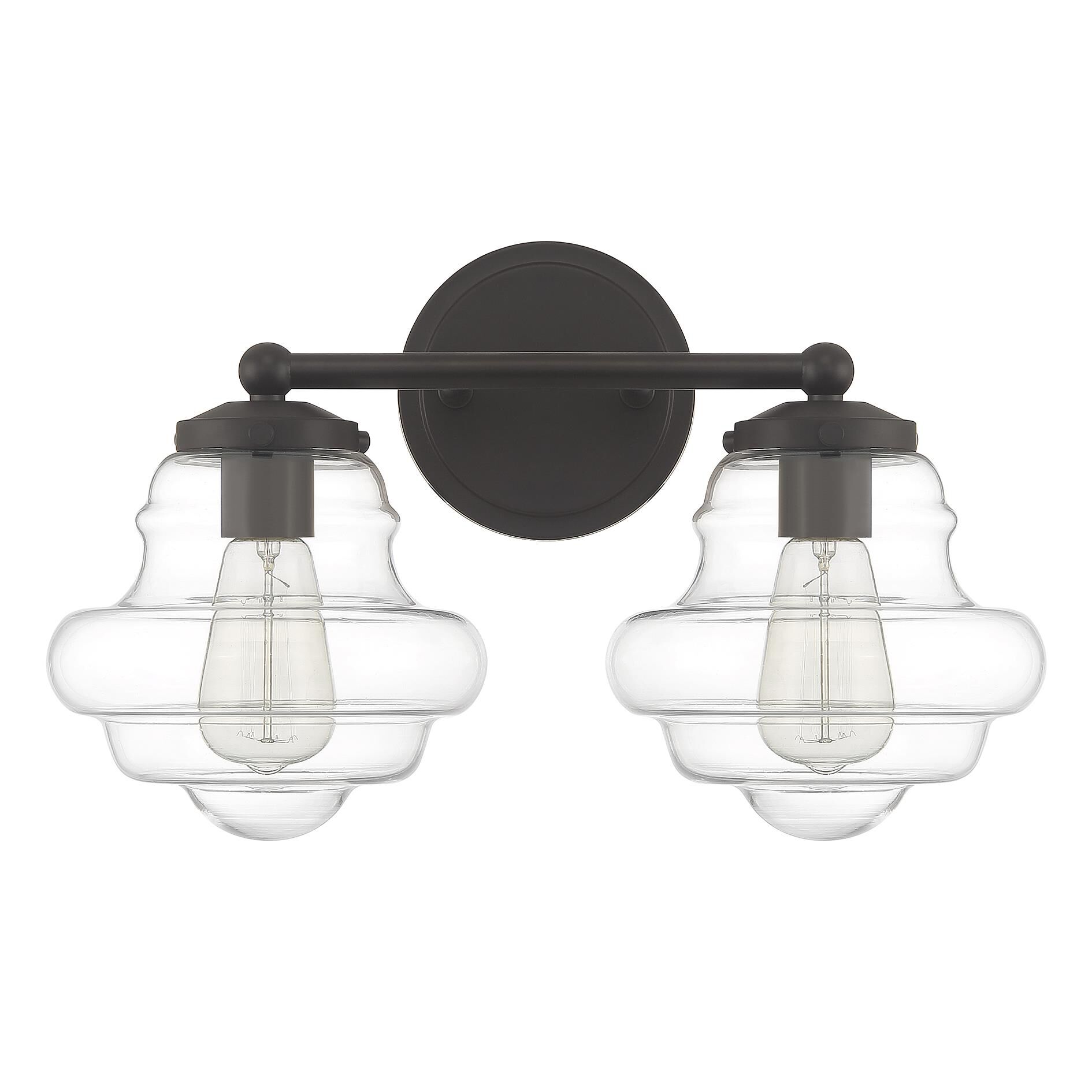 Shown in Oil Rubbed Bronze finish and Clear glass and Glass shade