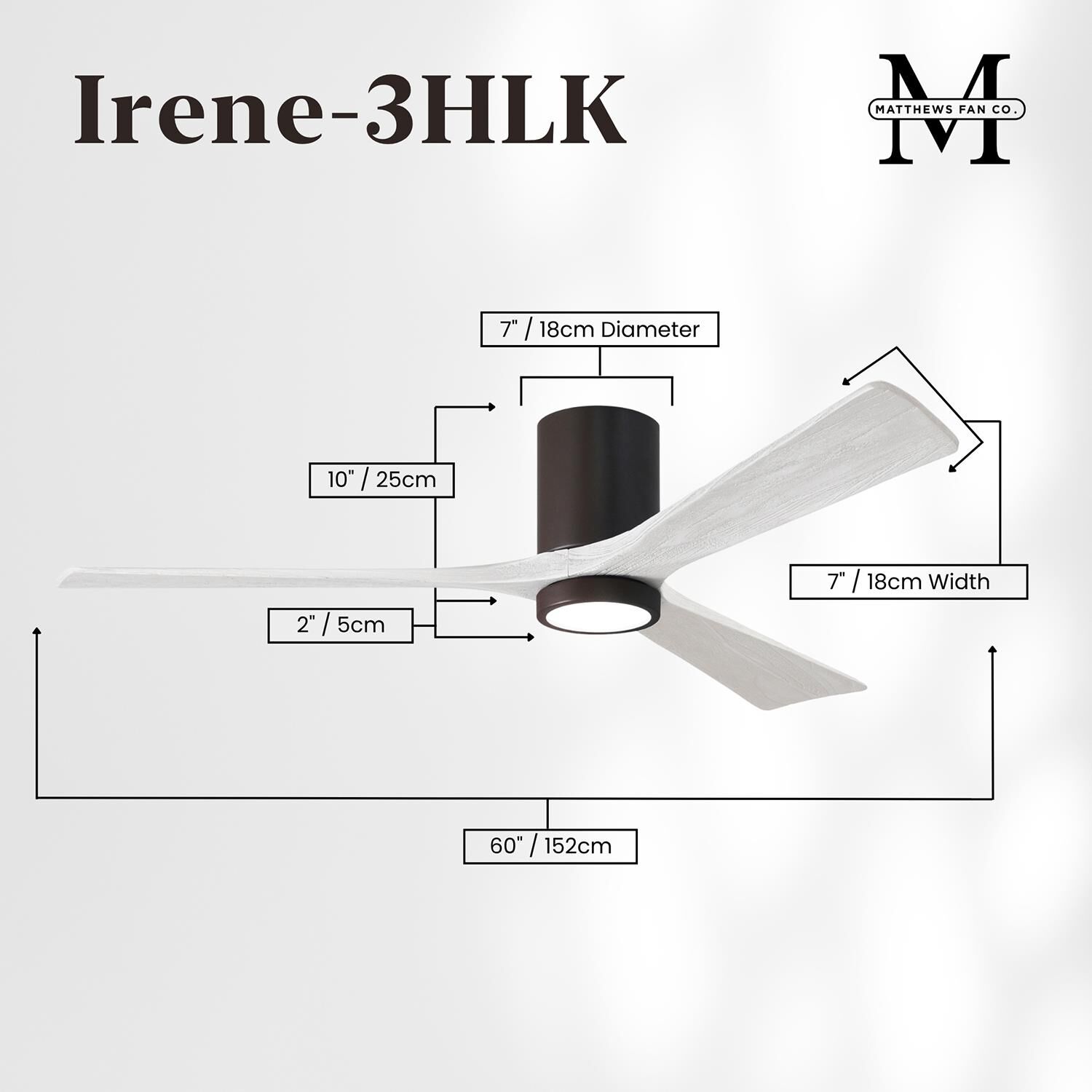 Irene 60 Inch Flush Mount Fan with Light Kit by Matthews Fan Company