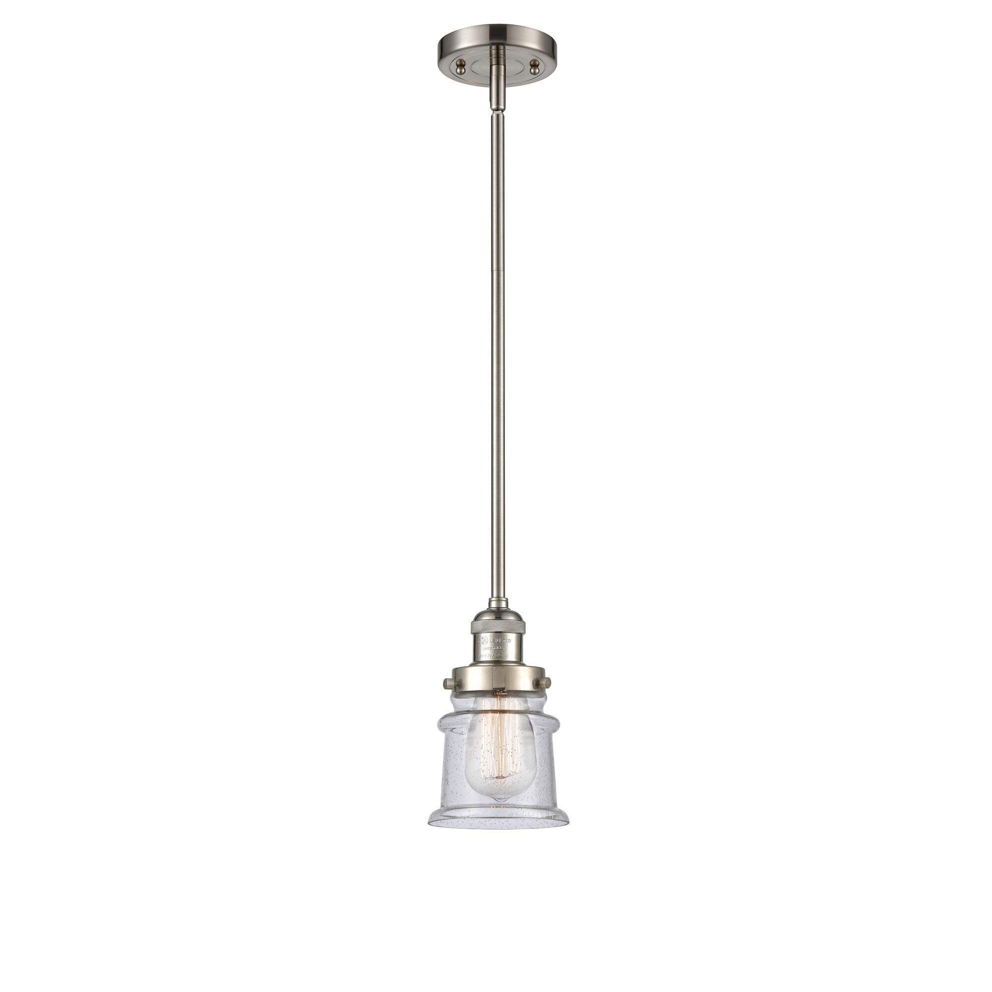 Shown in Brushed Satin Nickel finish and Seedy glass