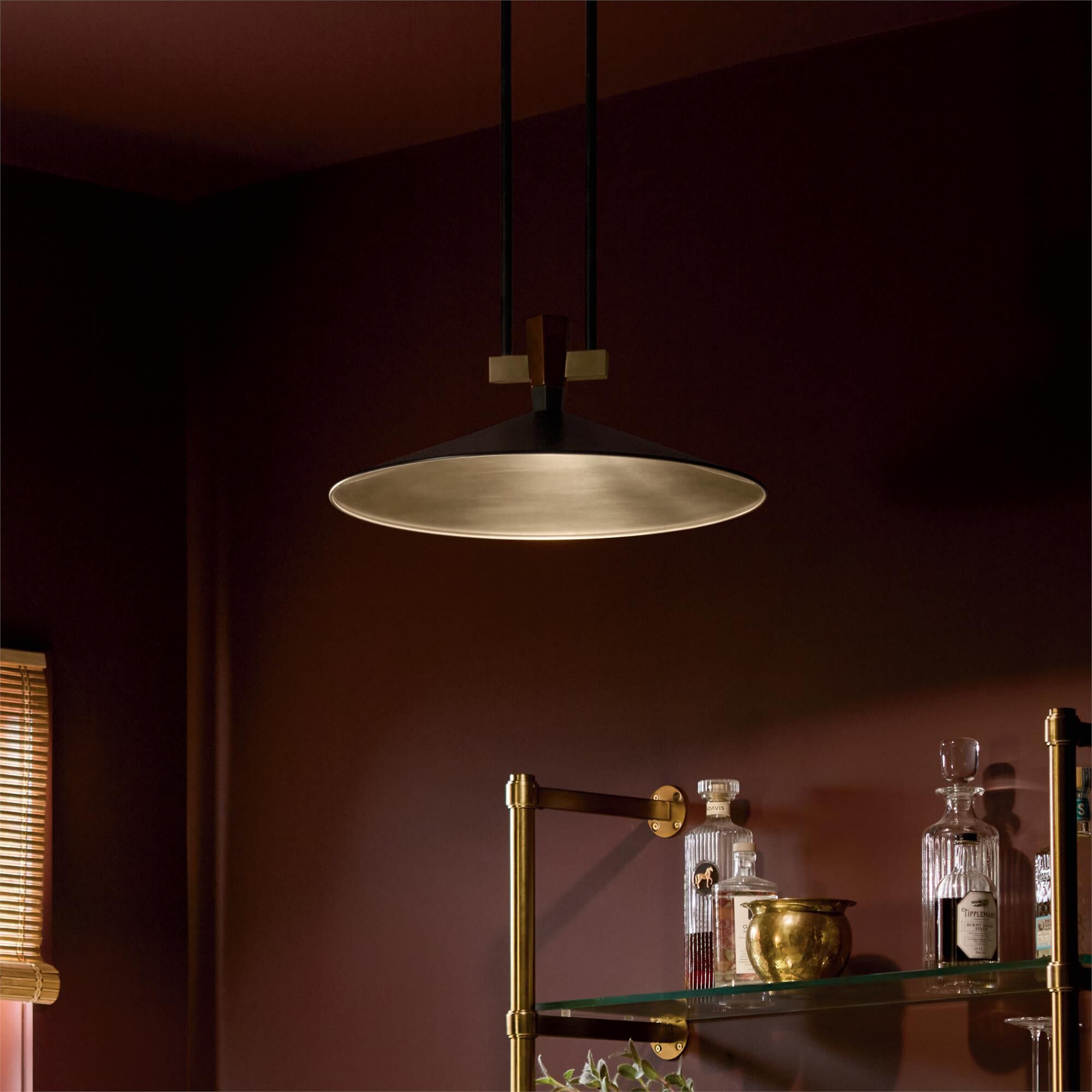Shown in Black finish and Fabric shade