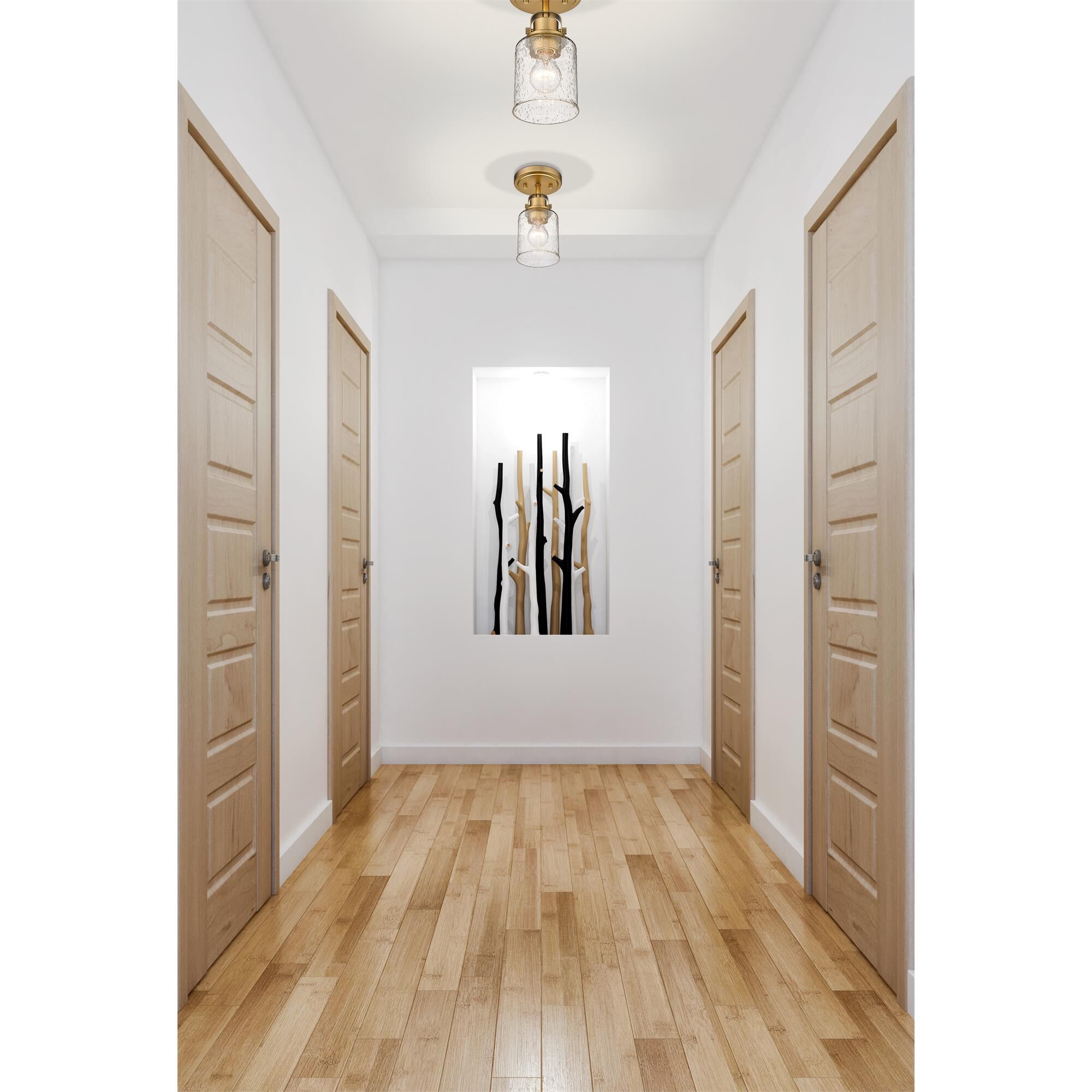 Shown in Heirloom Gold finish and Clear Seeded glass and No Shade shade
