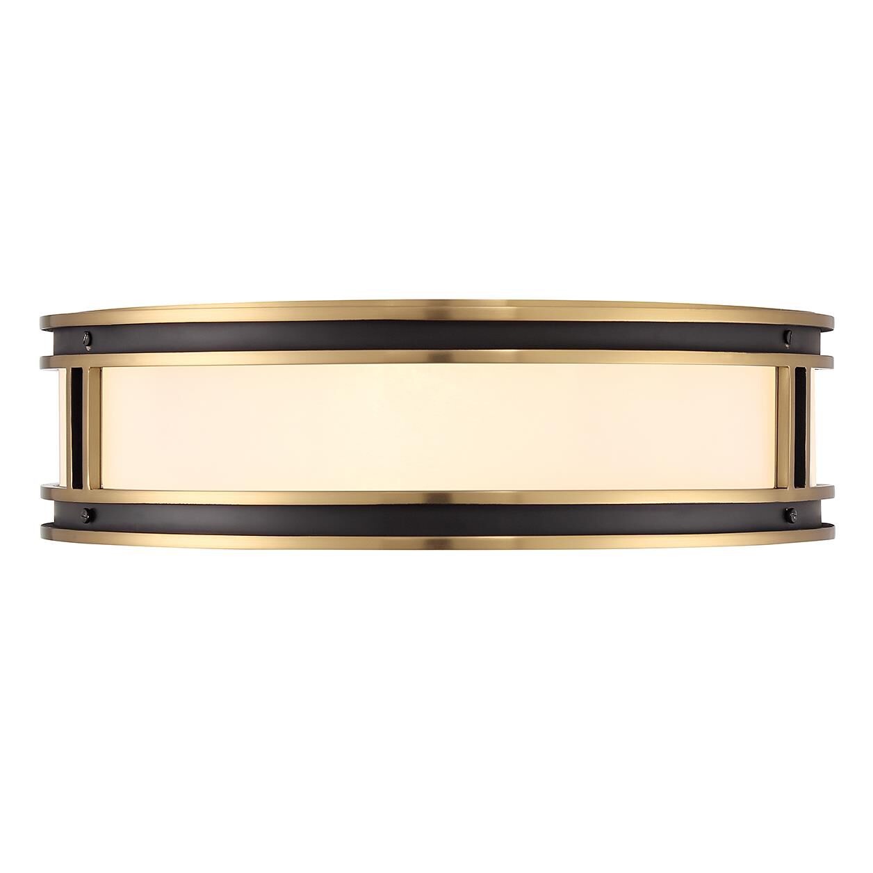 Shown in Matte Black With Warm Brass finish and White Opal glass and Glass shade