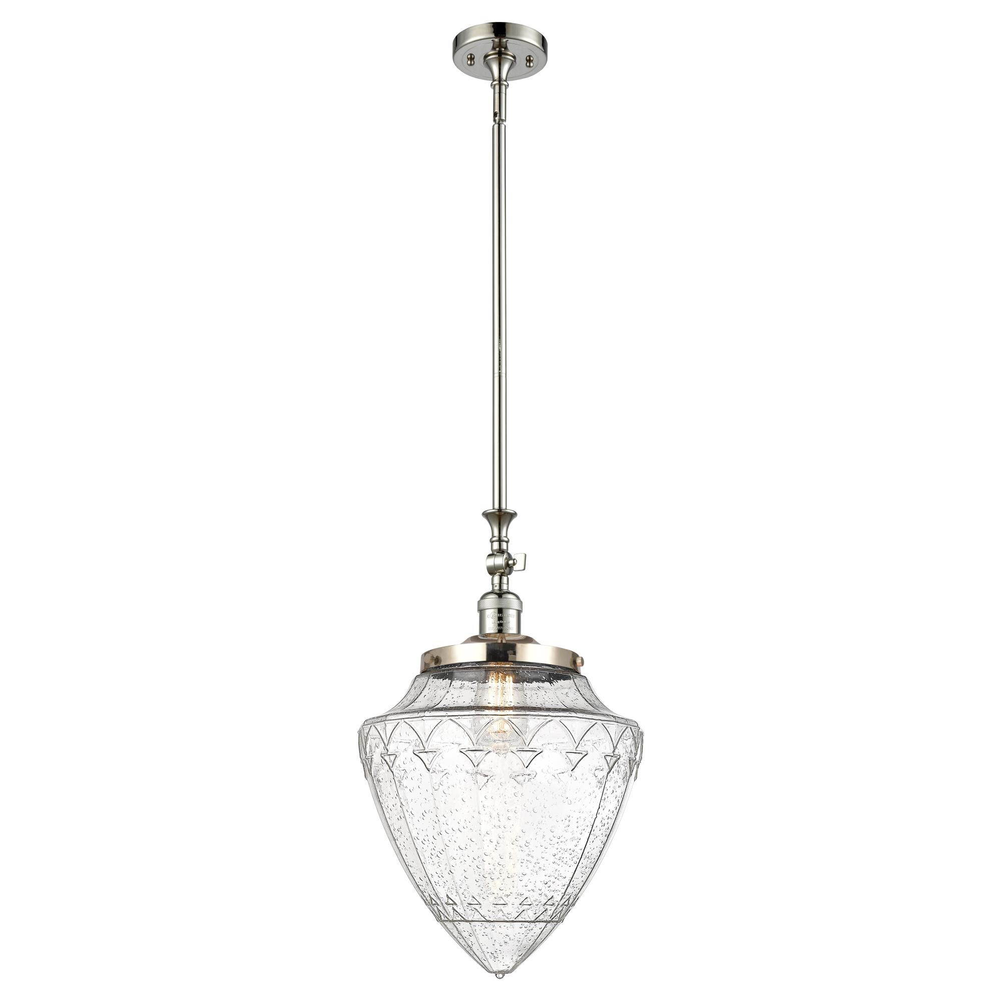 Shown in Polished Nickel finish and Seedy glass