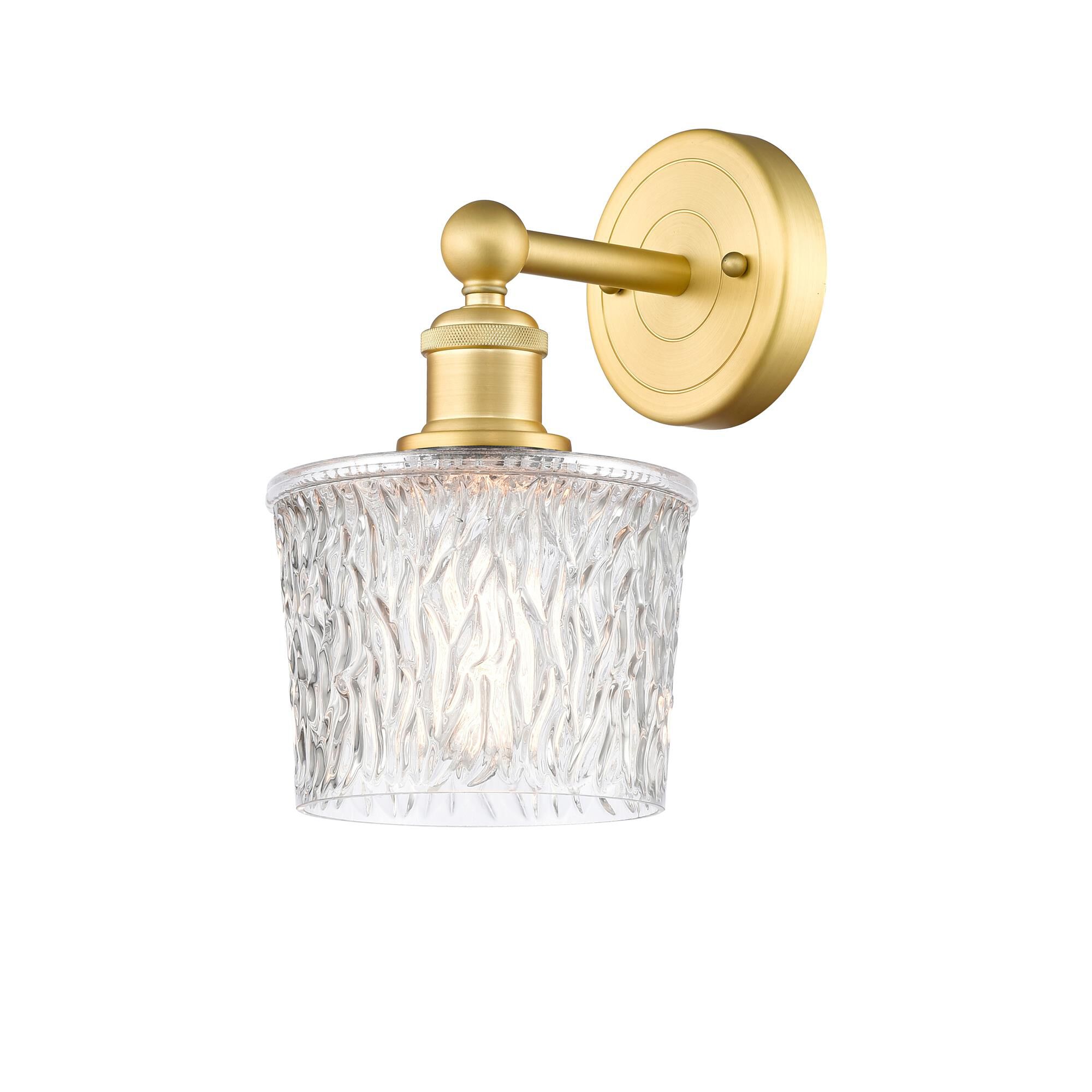 Shown in Satin Gold finish and Clear glass