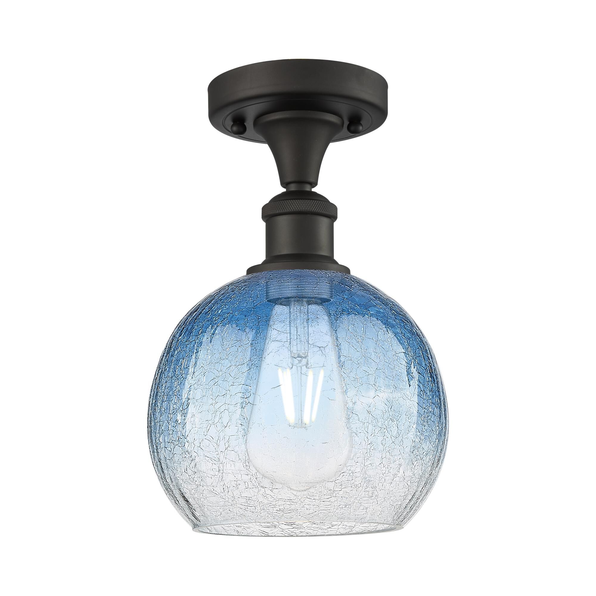 Shown in Oil Rubbed Bronze finish and Sapphire Blue glass