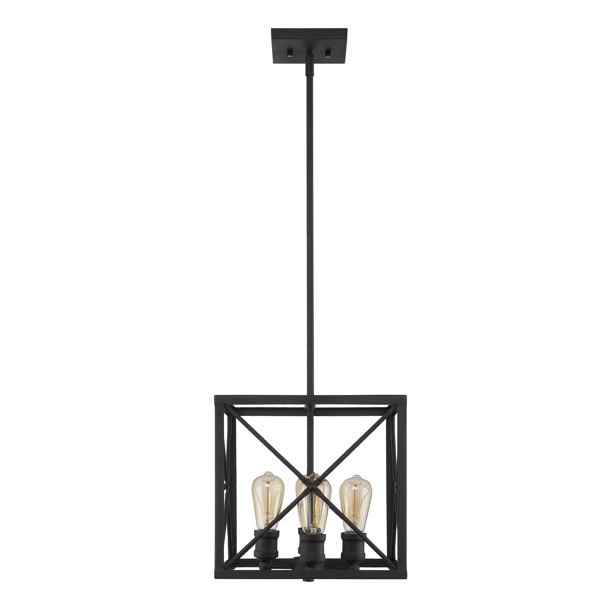 Shown in Matte Black finish and Matte Black glass and Matte Black Metal Cage shade