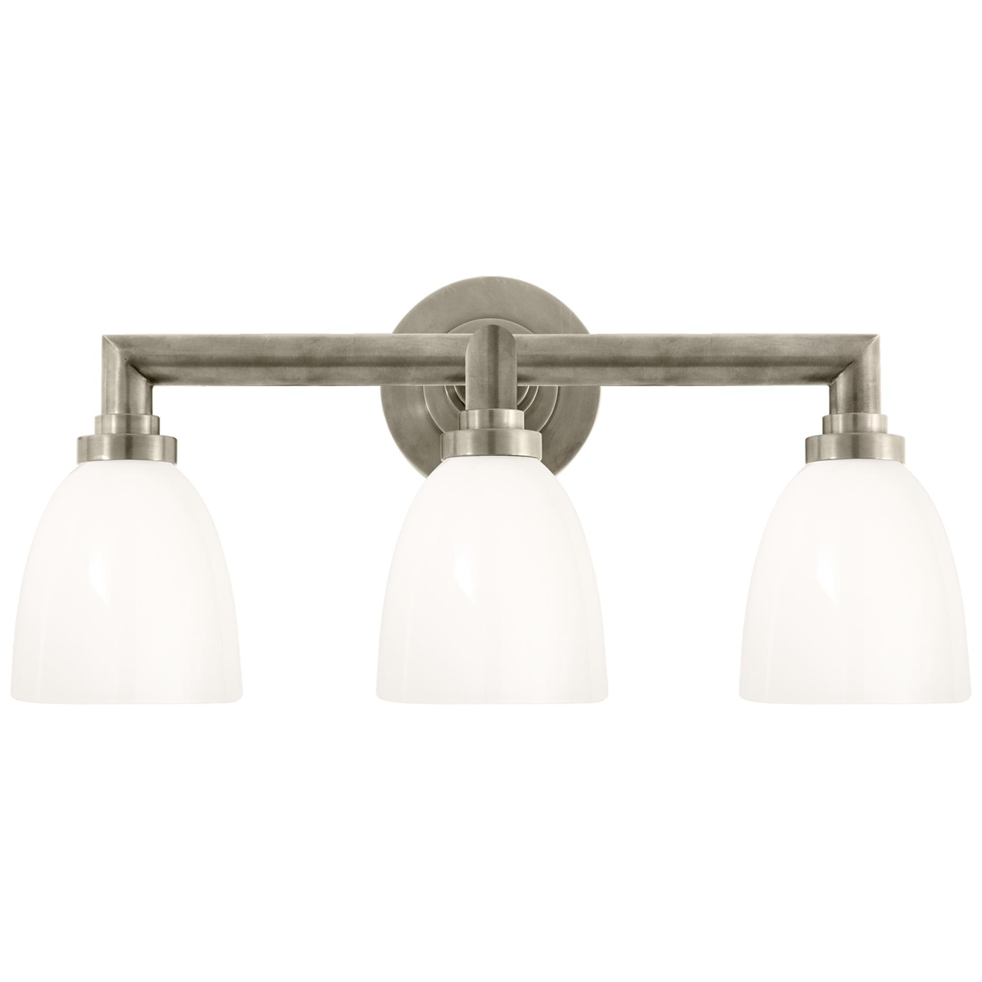 Shown in Antique Nickel finish and White glass